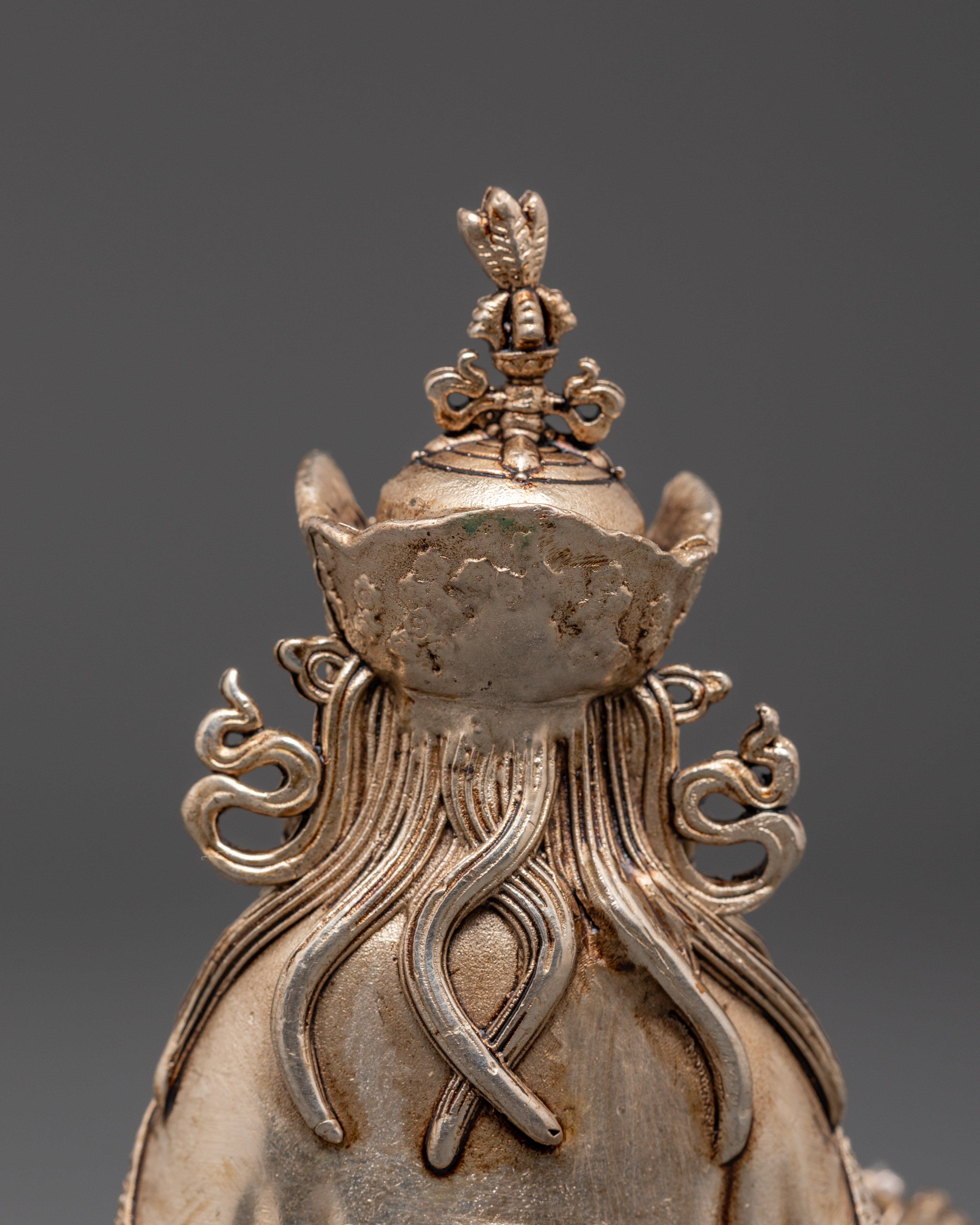Silver Plated Padmakara Statue | Tibetan Vajra Master