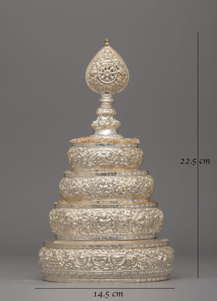 Buddhist Ritual Silver-Plated Mandala : Symbol of Spirituality and Craftsmanship | Buddhist Ritual Artifact