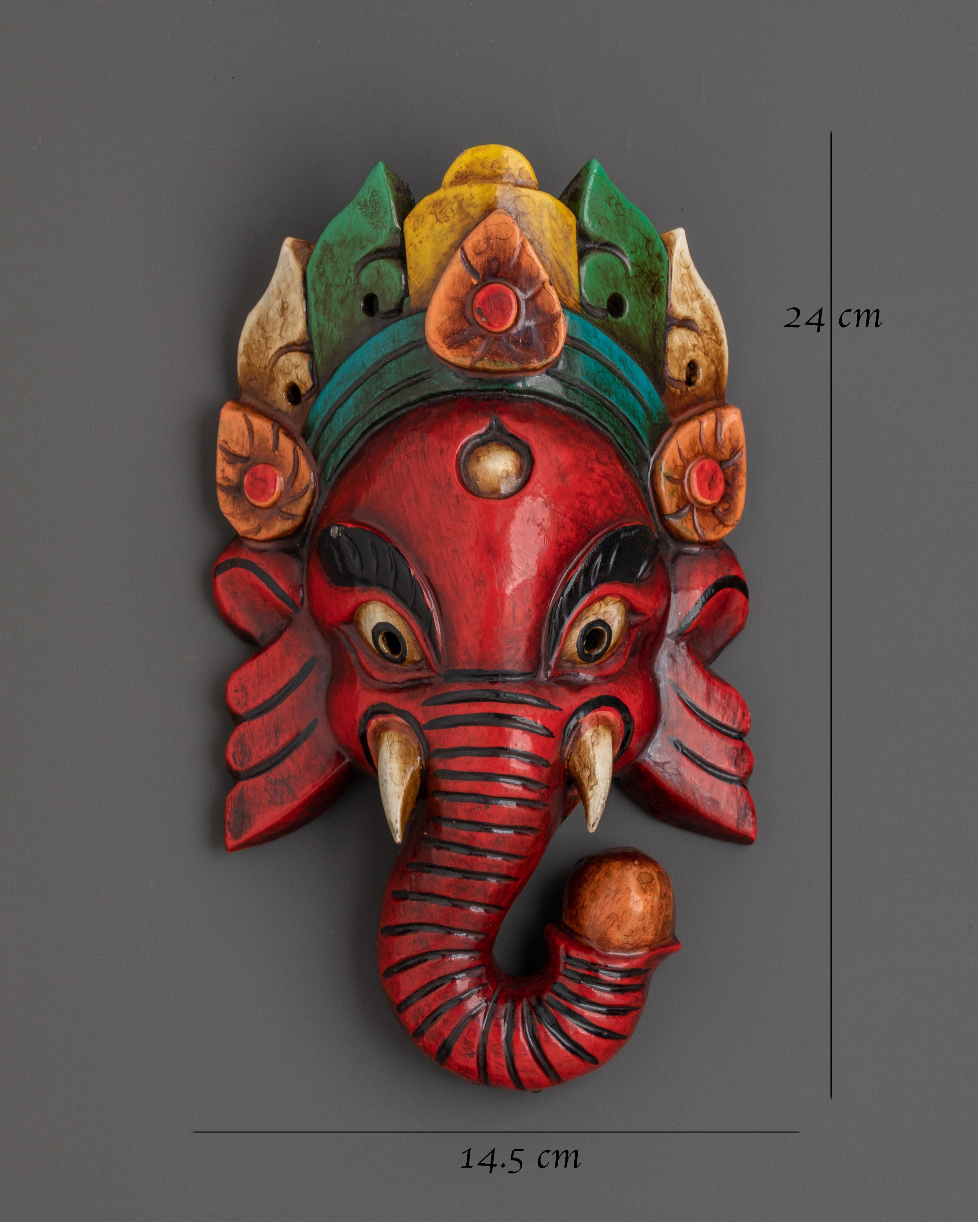 Handcrafted Ganesh Head Wall Hanging in Carved Wood | Boho or Spiritual Spaces
