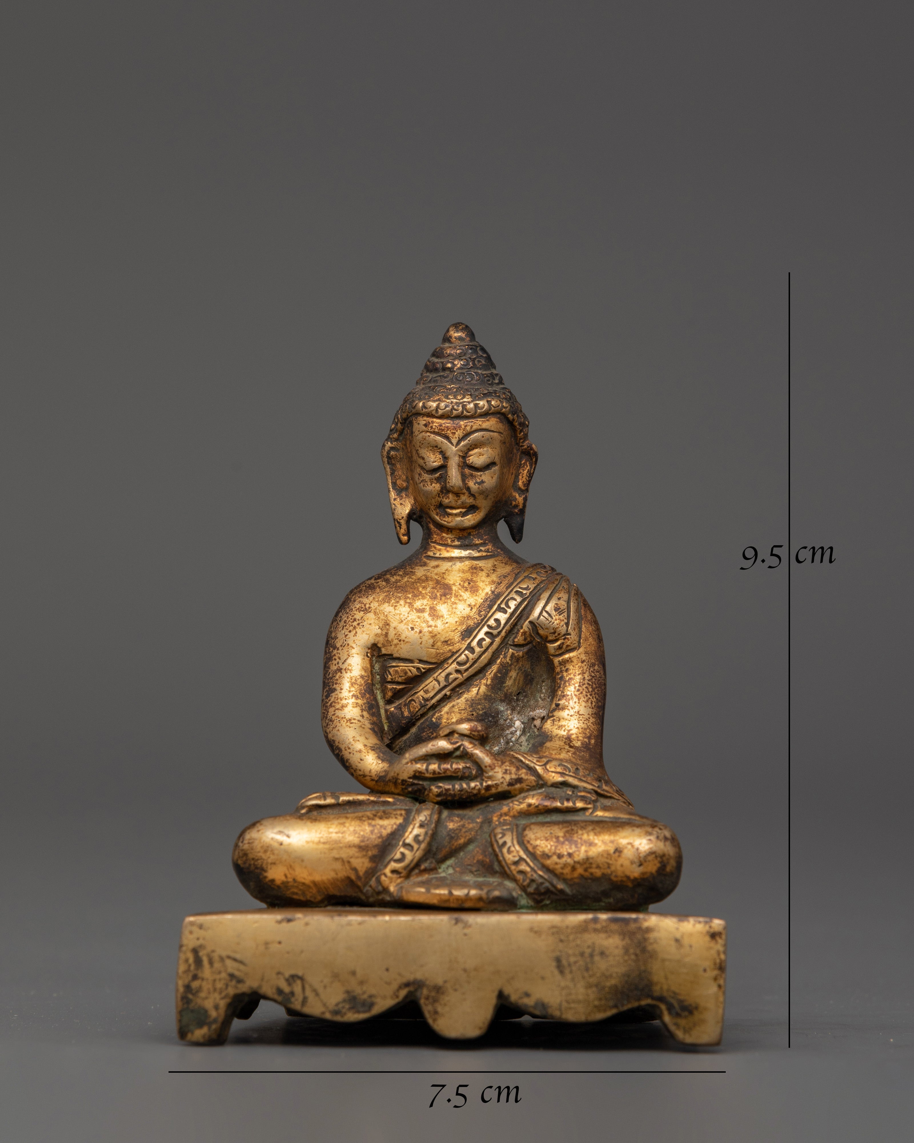 Amitabha Buddha Statue Copper Body Gold Plated Antique Finish | Meditation Decor
