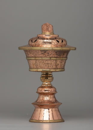 Handcrafted Copper Butter Lamp | Tibetan Light Offering Lamp for Rituals