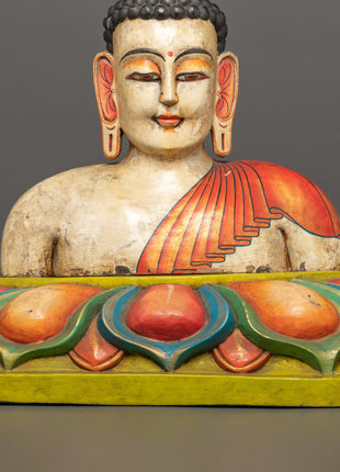 Handcrafted Wooden Buddha Head Statue | Peace and Enlightenment Art