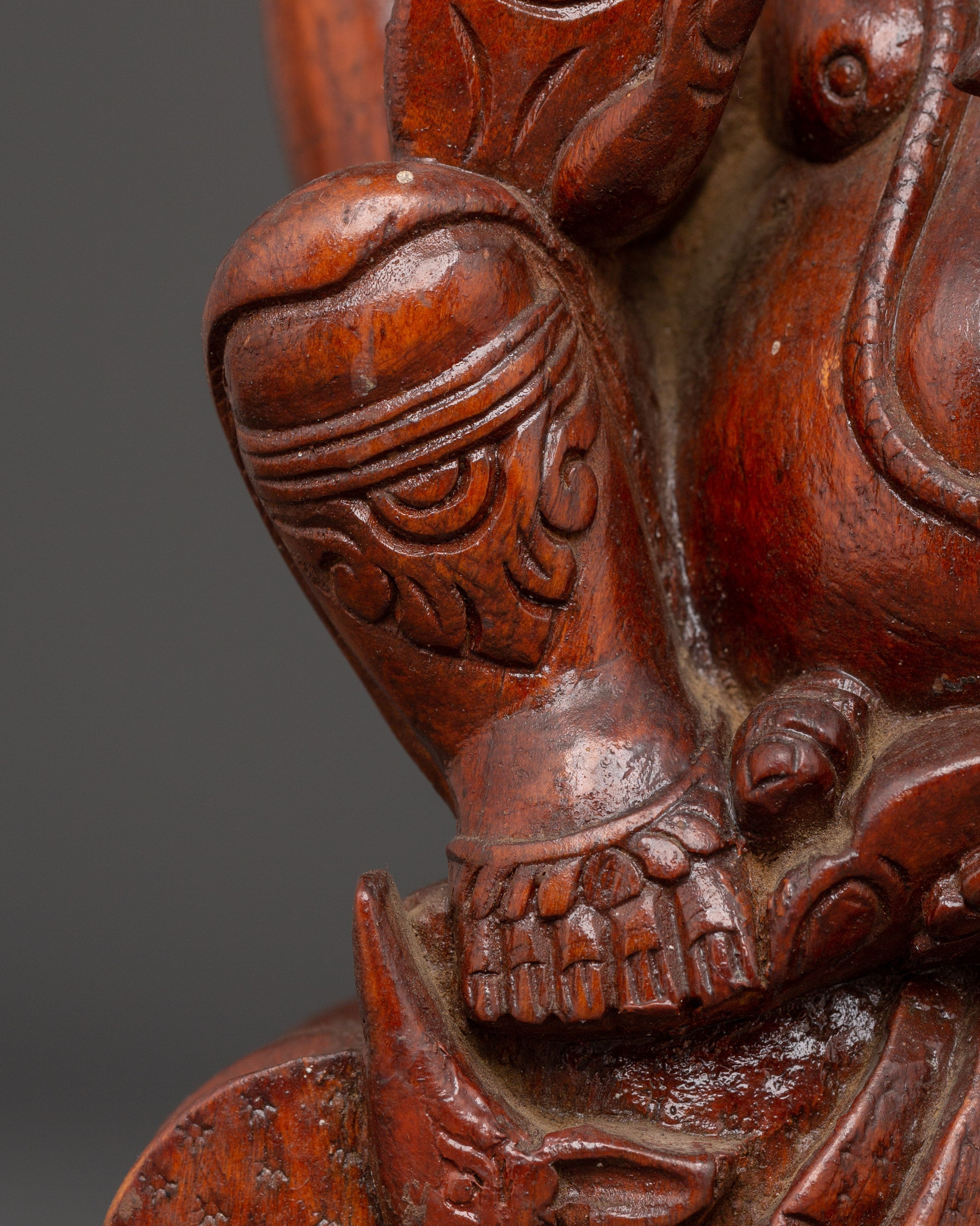 Handcrafted Wooden Ganesha Sculpture | Hindu Elephant Deity Figurine