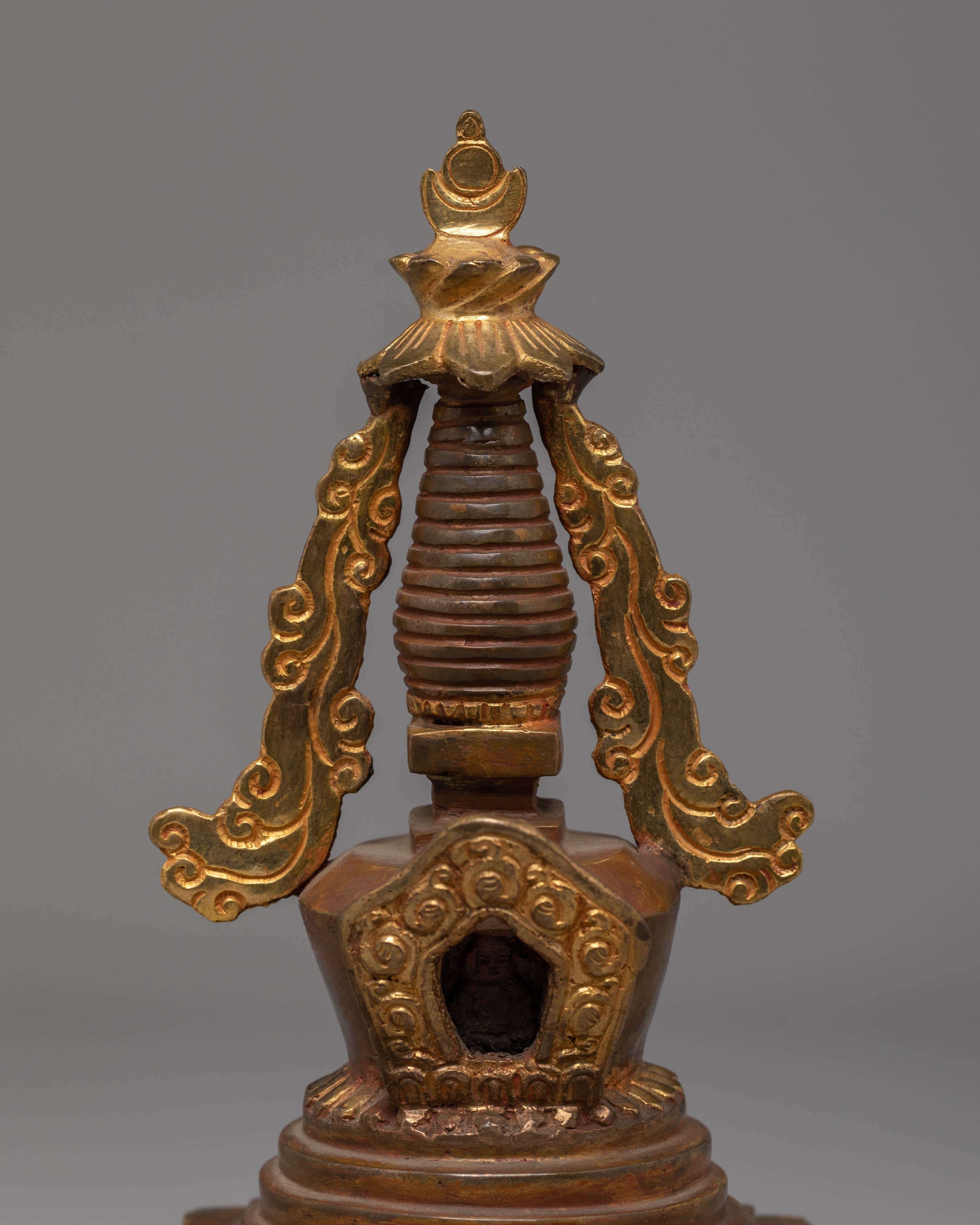 Sacred Copper Stupa Altar Shrine | Spiritual Enlightenment Symbol