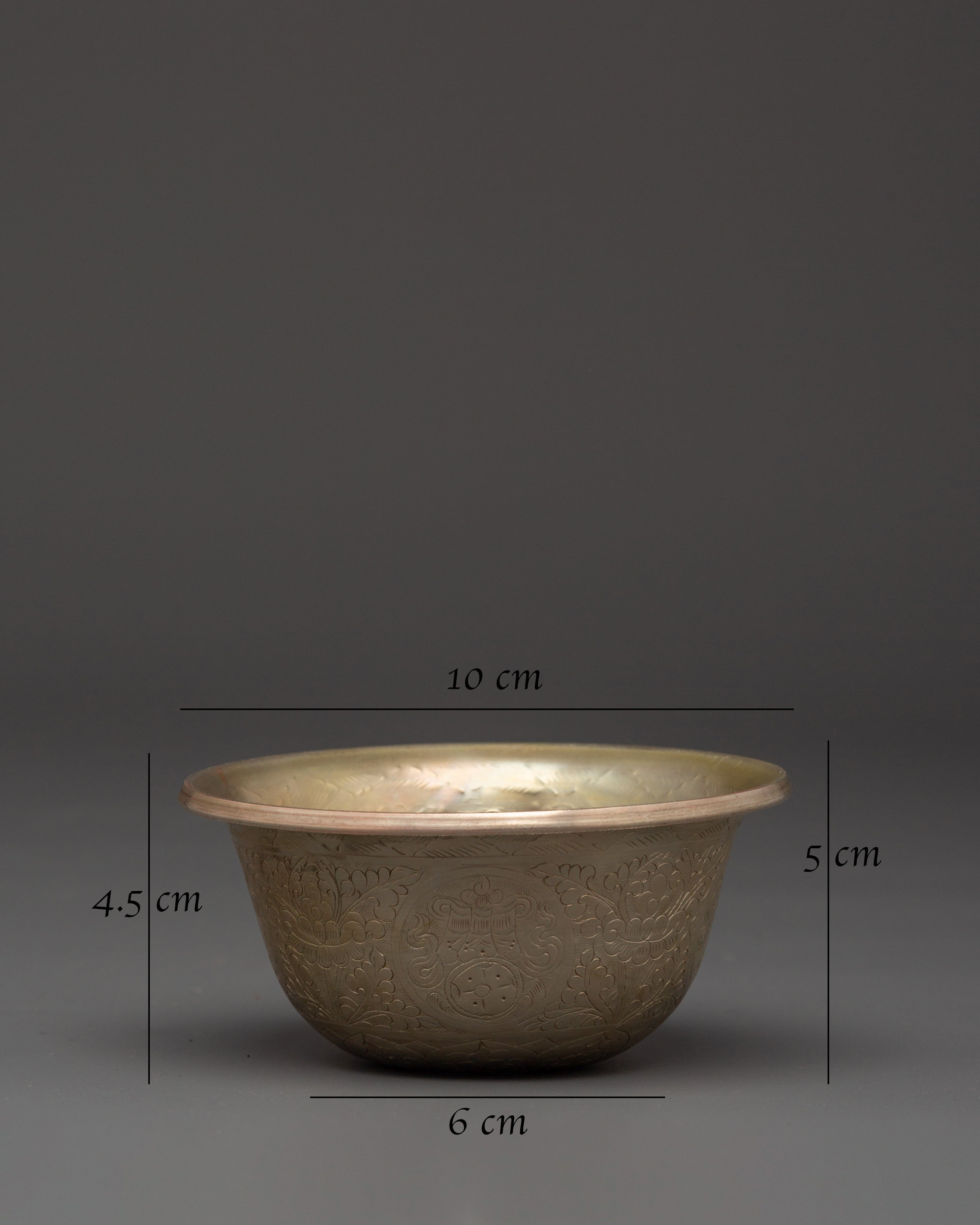 White Metal Offering Bowl Set | Tibetan Ritual Water Bowls