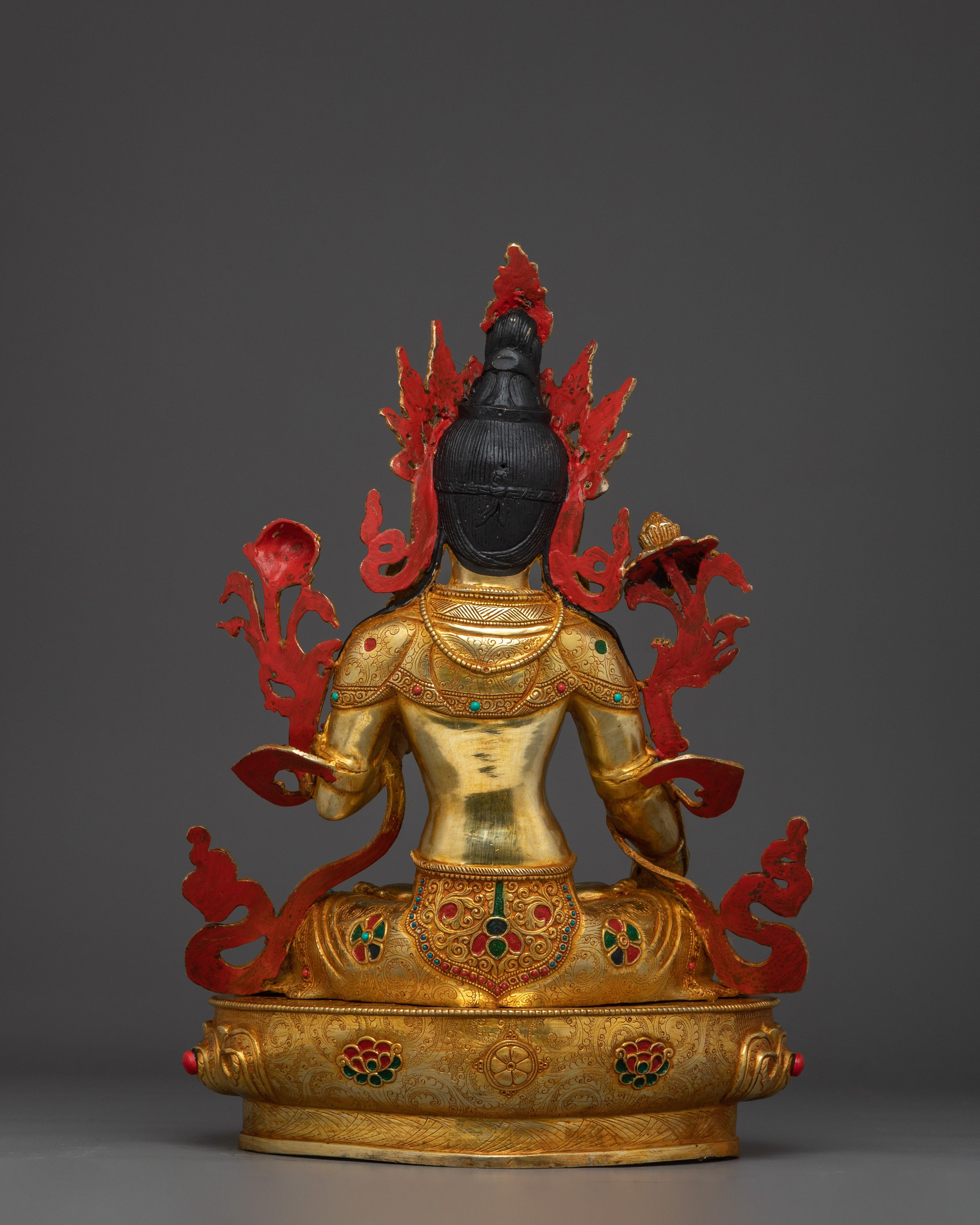 Handcrafted White Tara with Gemstones | Copper Sculpture of Healing & Longevity
