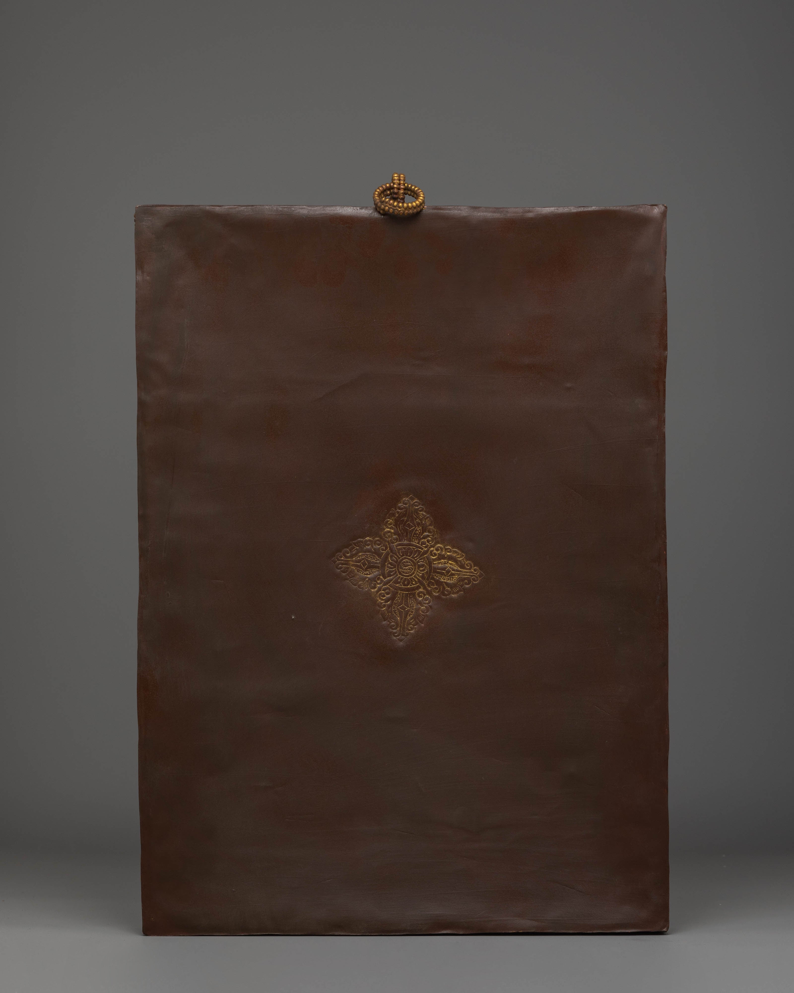 Sacred Yellow Dzambhala Wall Hanging | Tibetan Copper Art for Prosperity