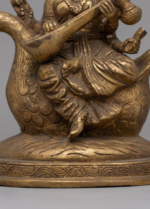 Divine Saraswati Statue with Swan | Stunning Sculpture for Knowledge and Creativity
