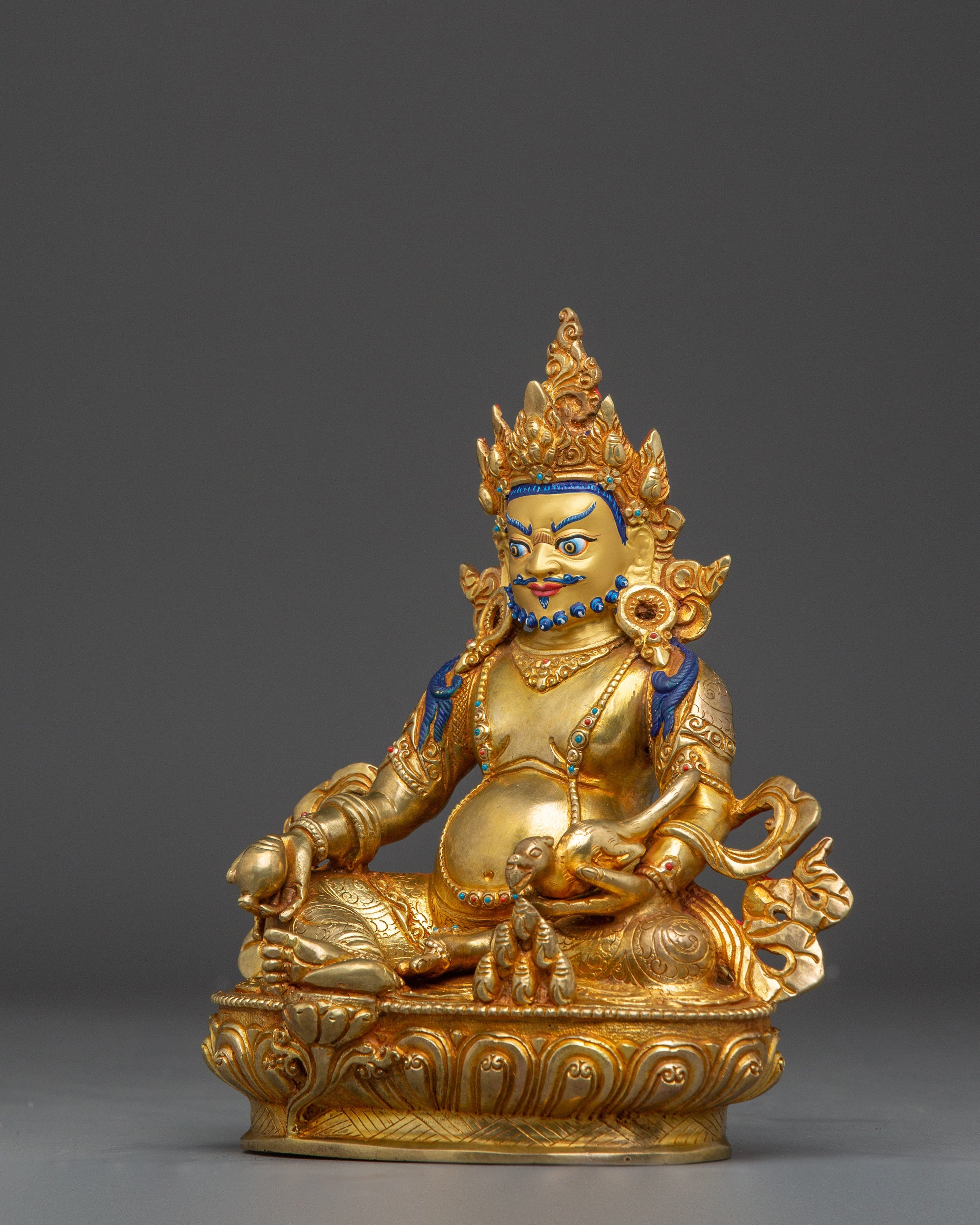 Golden Nepalese Artwork of Dzambhala | Wealth Deity of Tibetan Buddhism