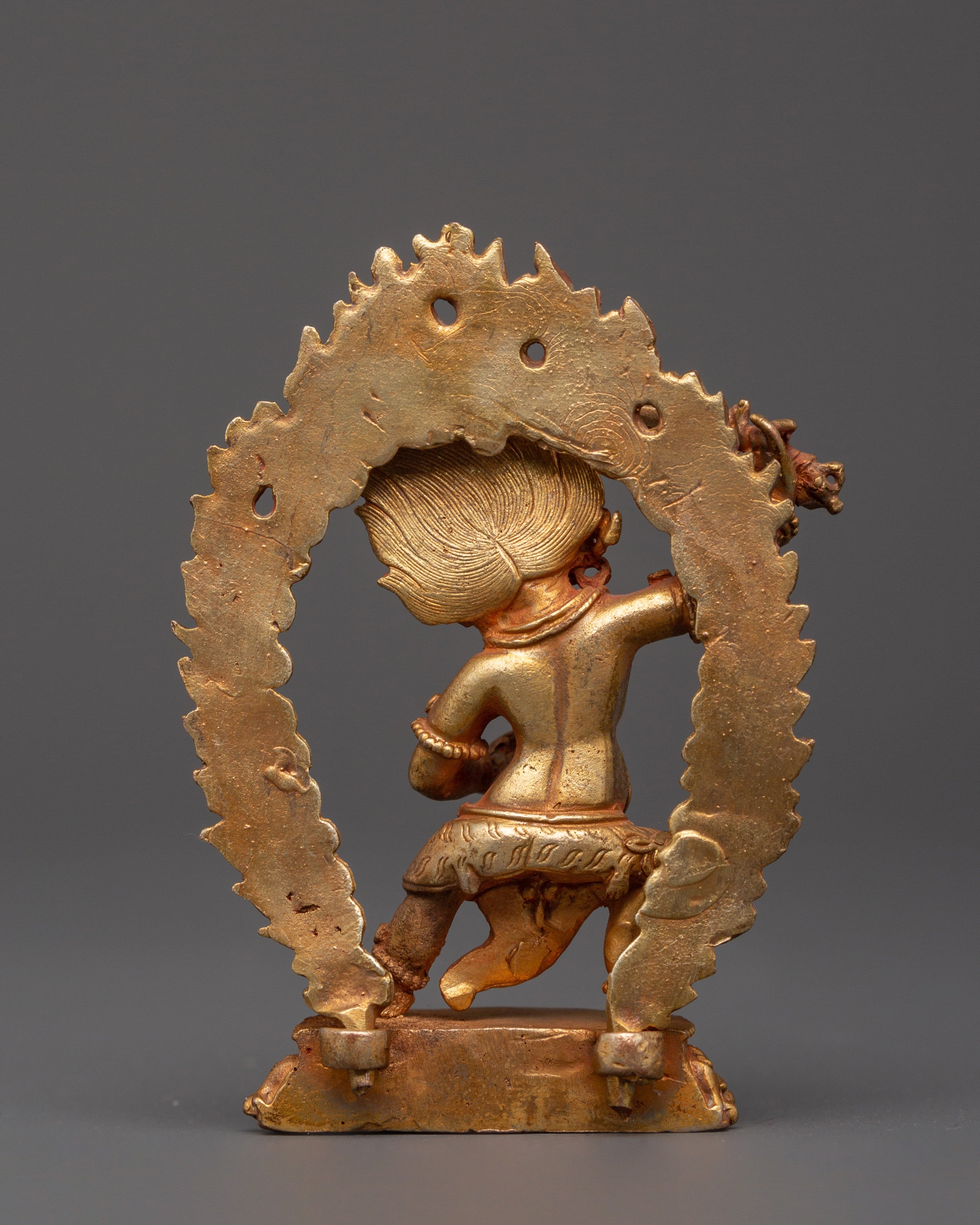 Black Manjushri Statue Gold-Plated Copper Statue | Wrathful Manjushri for Altar Decor