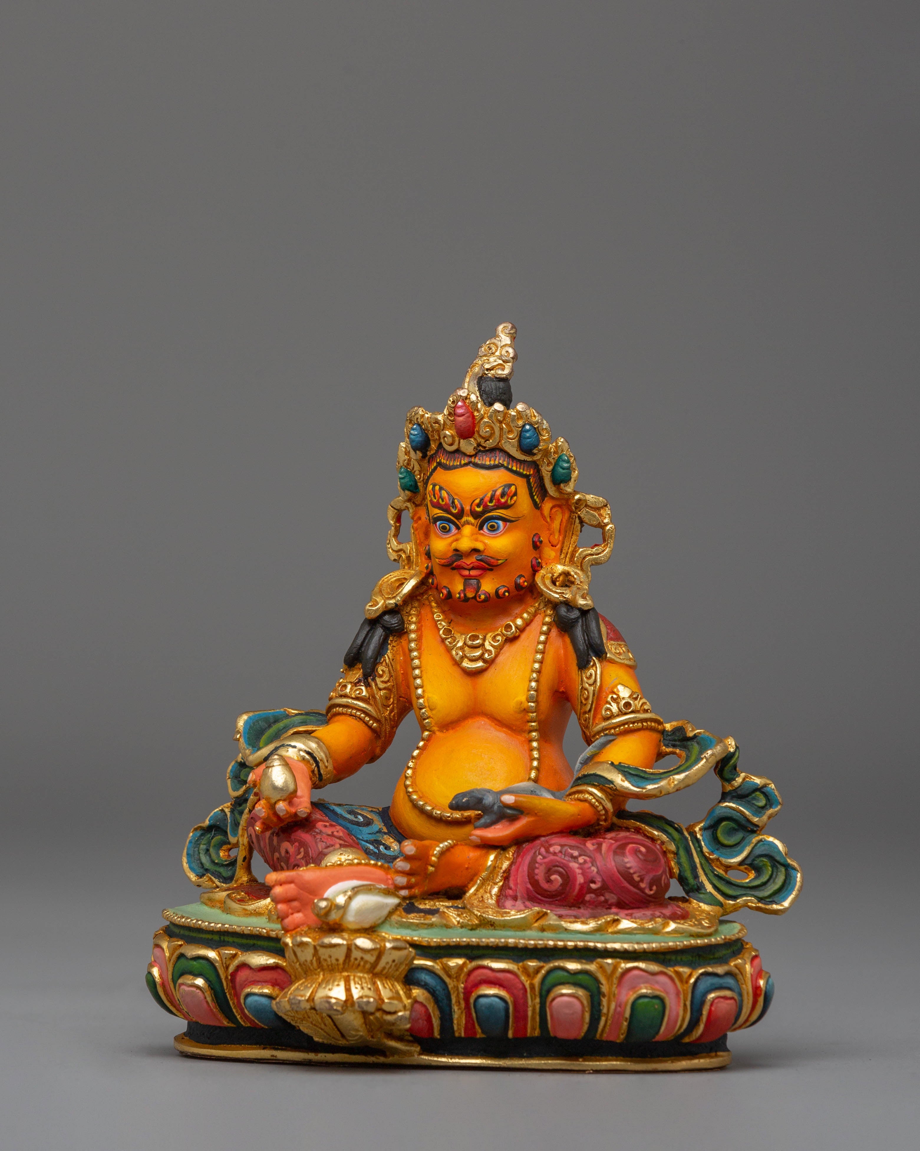 Handcrafted Copper Statue of Dzambhala for Altar and Decor