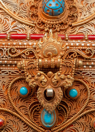 Gold-Plated Tibetan Treasure Box |  Buddhist Altars and Sacred Himalayan Artwork