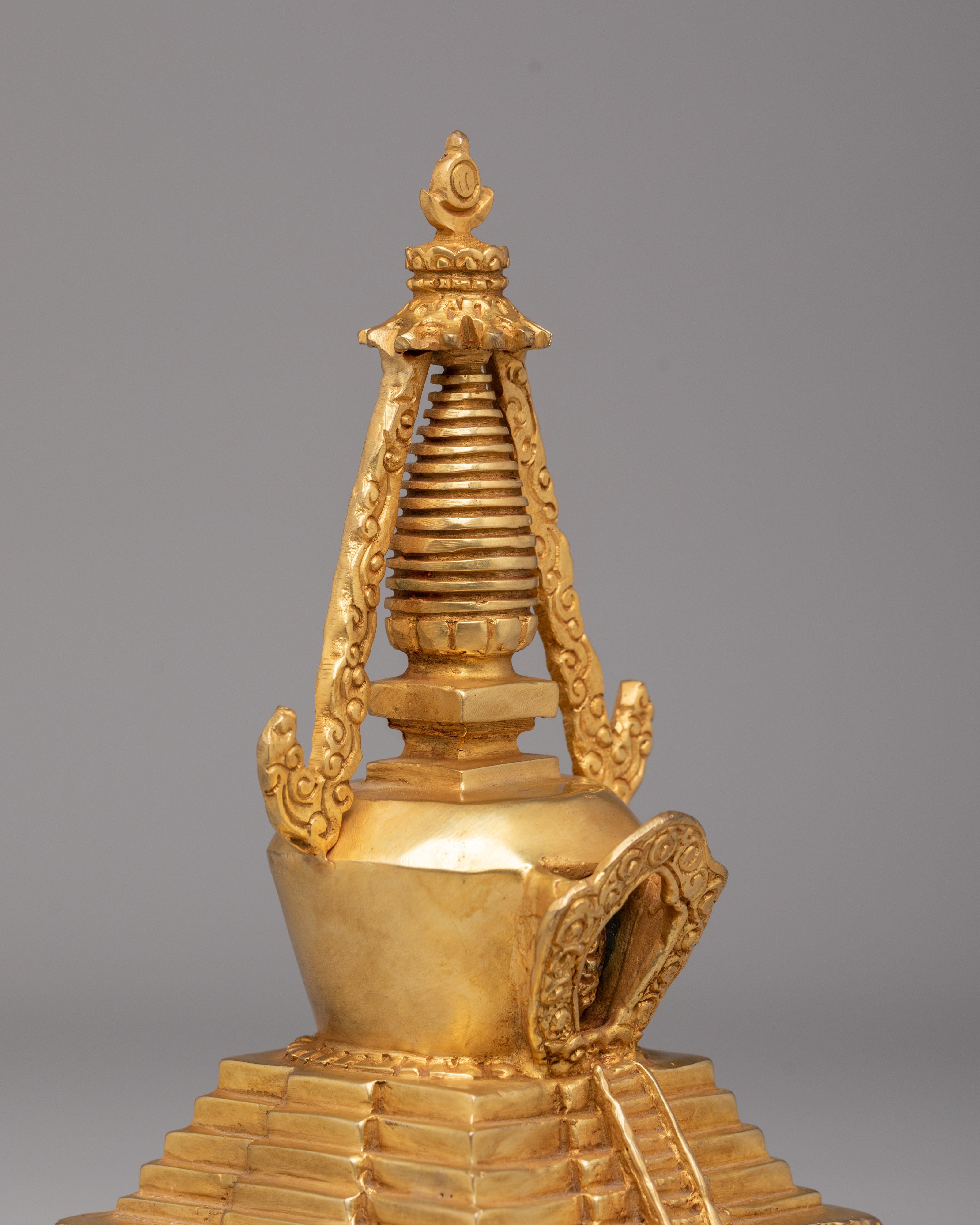 Handcrafted Stupa of Wisdom and Compassion | Tibetan Spiritual Shrine