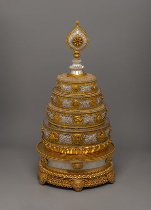 Traditional Buddhist Mandala Set | Artisan-Crafted Offering Bowls for Energy Work