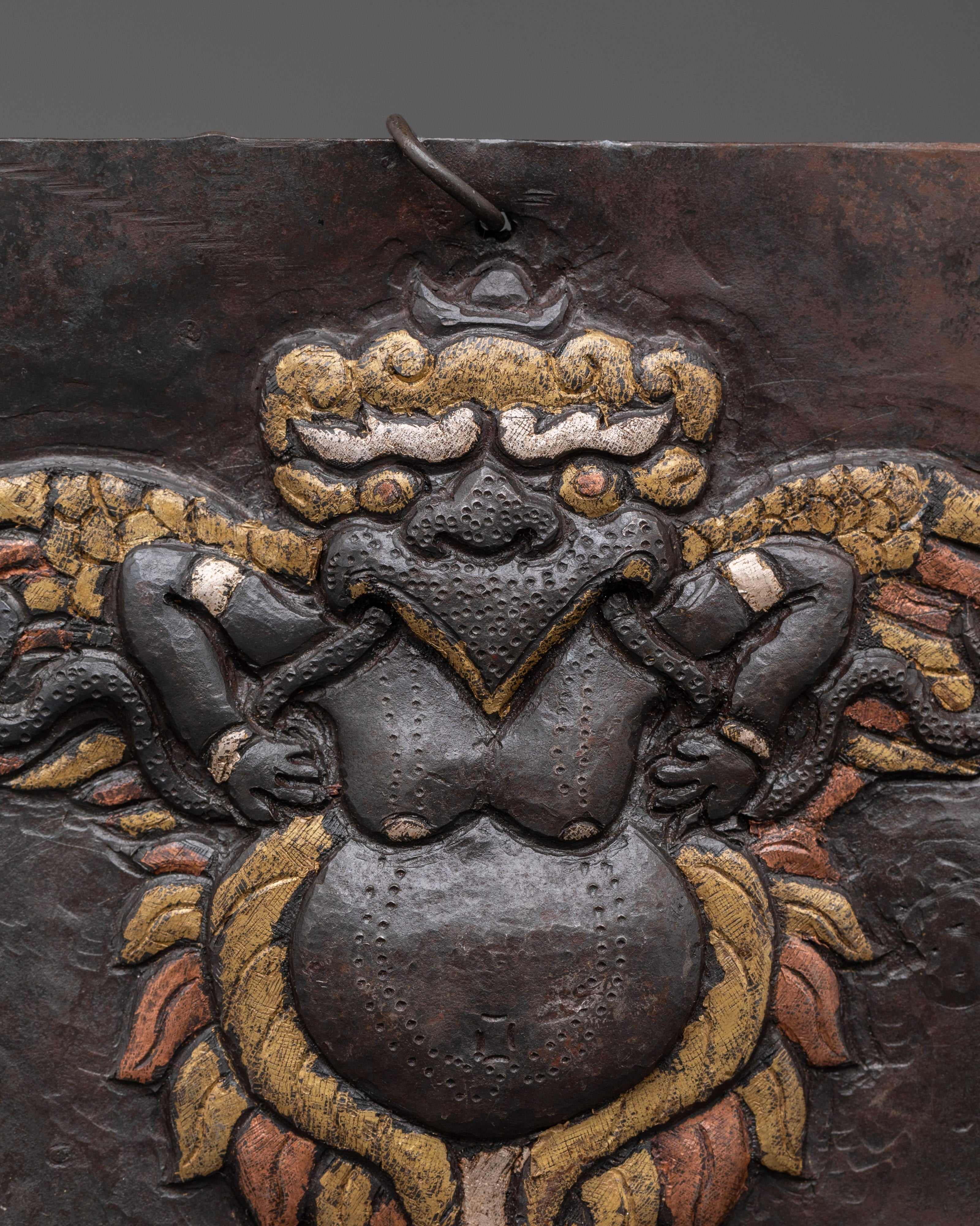 Handcrafted Iron Wall Hanging | Featuring Mythical Winged Guardian