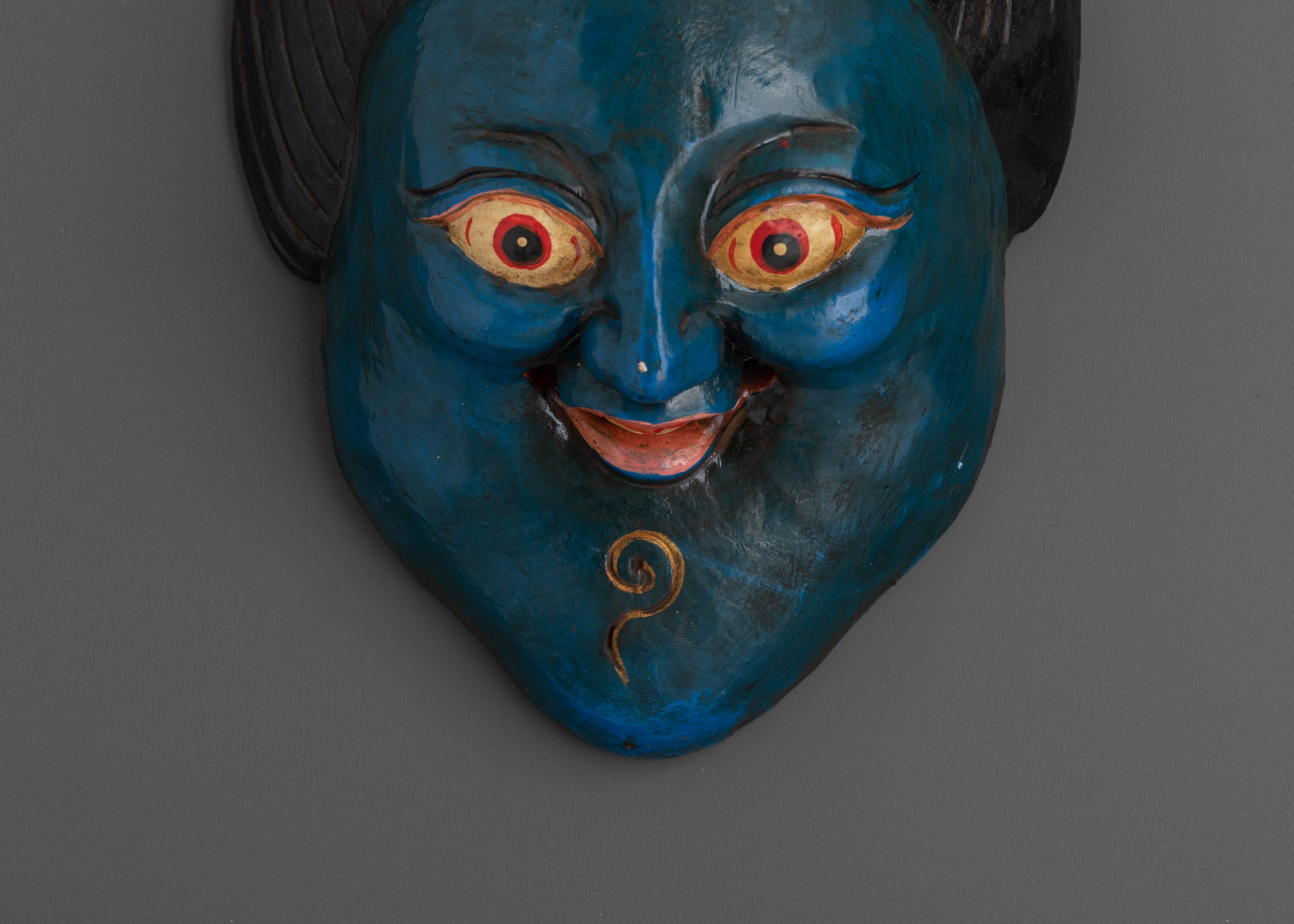Folk Art Wooden Mask | Handcrafted Painted Wood Wall Decor