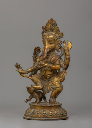 Gold Plated Standing Ganesh Statue | The Sacred Remover of Obstacles