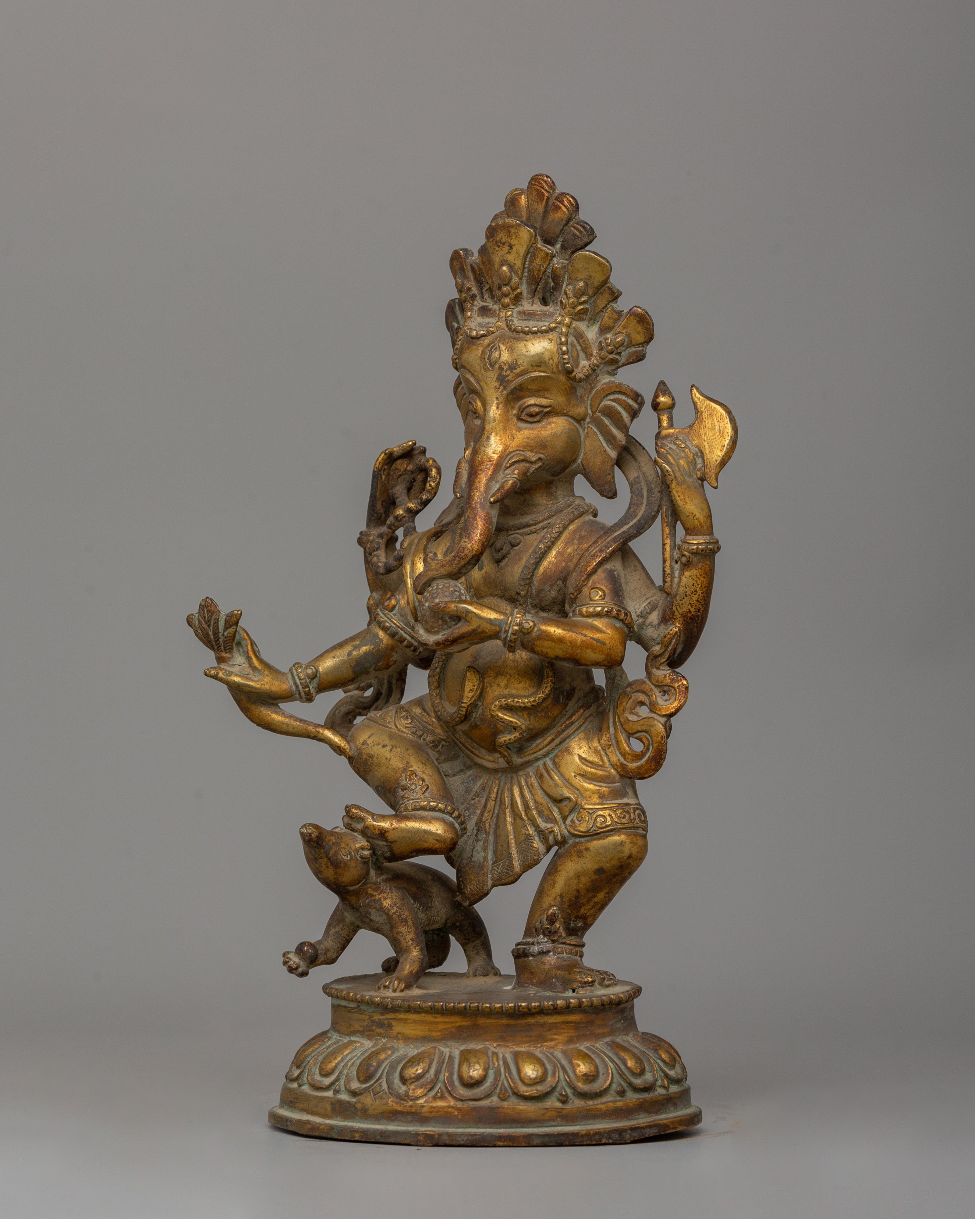 Gold Plated Standing Ganesh Statue | The Sacred Remover of Obstacles