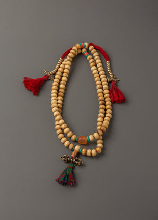 Tibetan Mala Beads with Bronze Vajra | 108 Bead Prayer Necklace