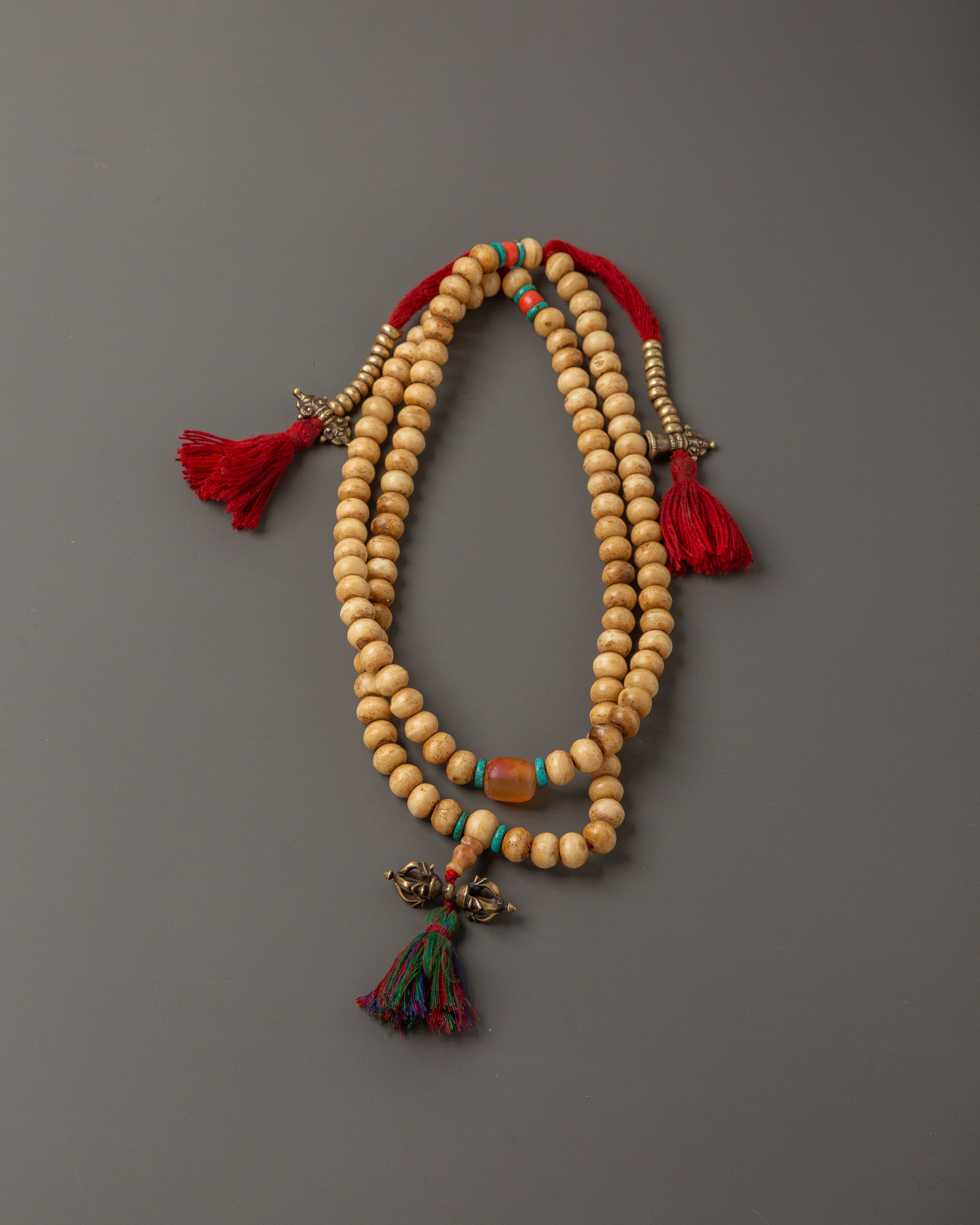 Tibetan Mala Beads with Bronze Vajra | 108 Bead Prayer Necklace
