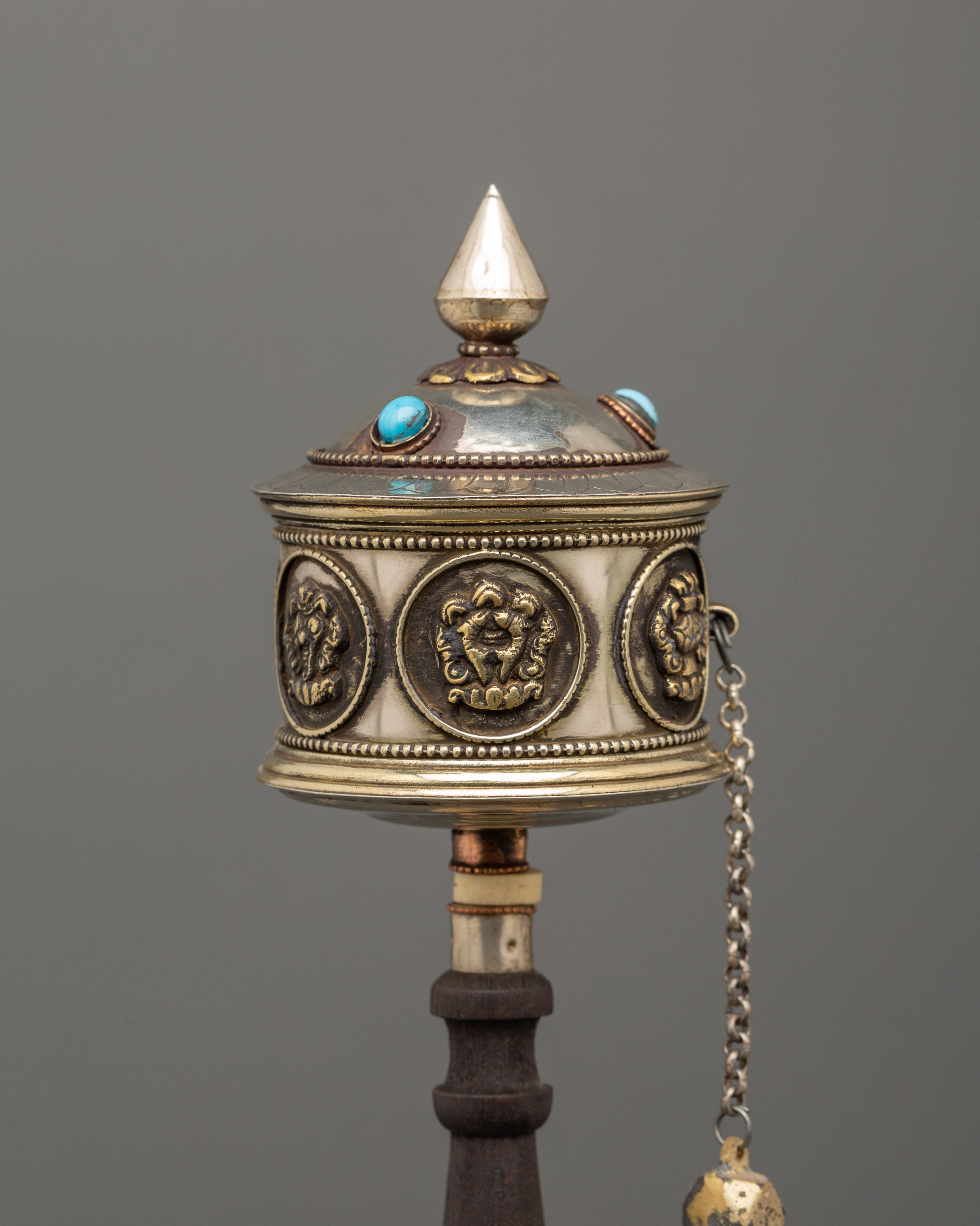 Tibetan Prayer Wheel with Auspicious Symbols | Sacred Religious Tool