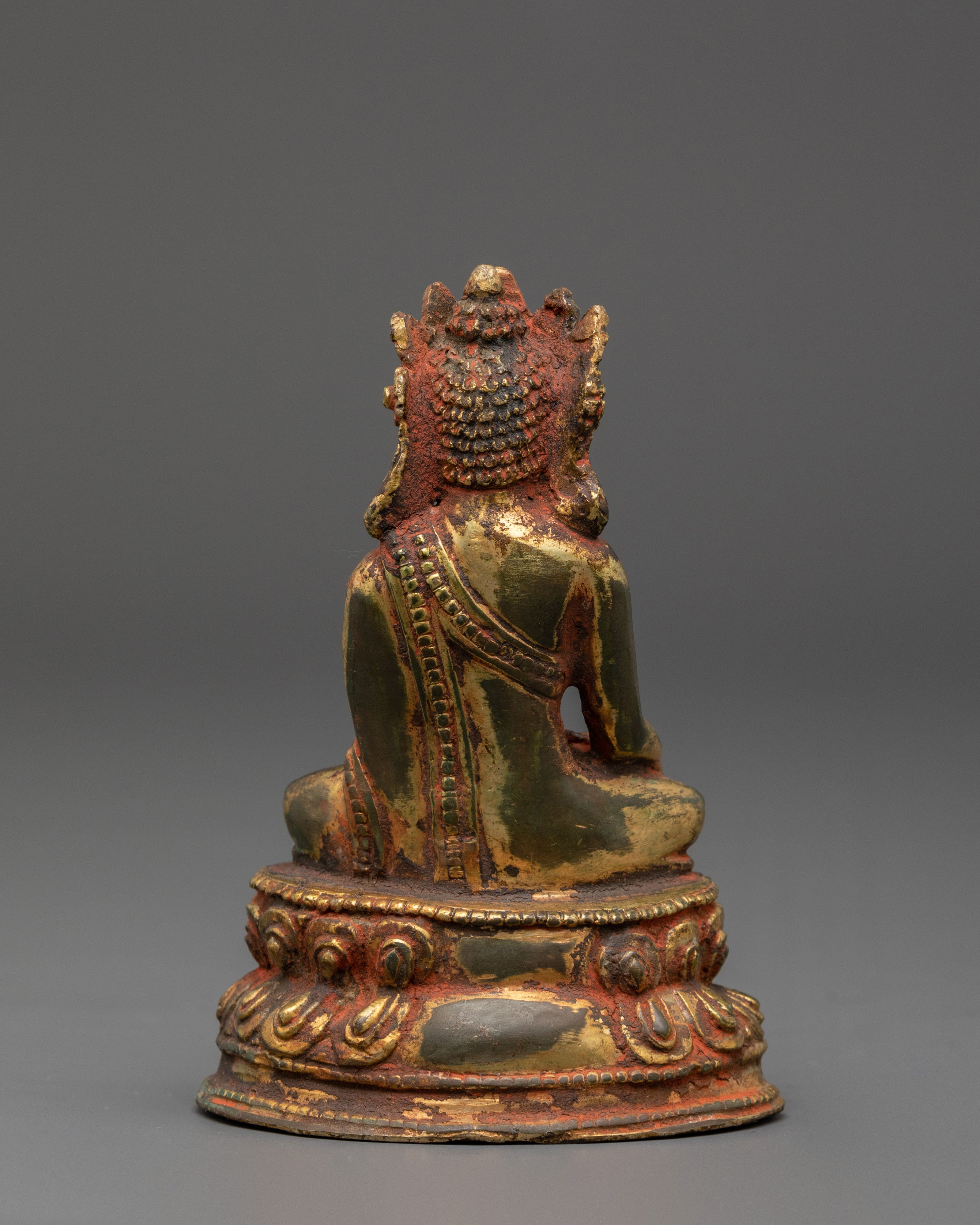 Handmade Gold Inlaid Crown Shakyamuni Buddha Statue | Sacred Buddha Figurine