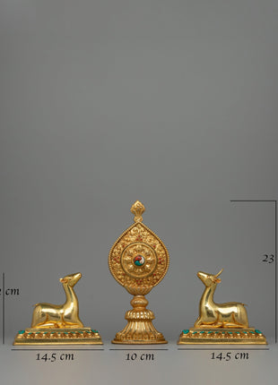 Dharma Wheel and Deer Set | Sacred Symbol of Dharma