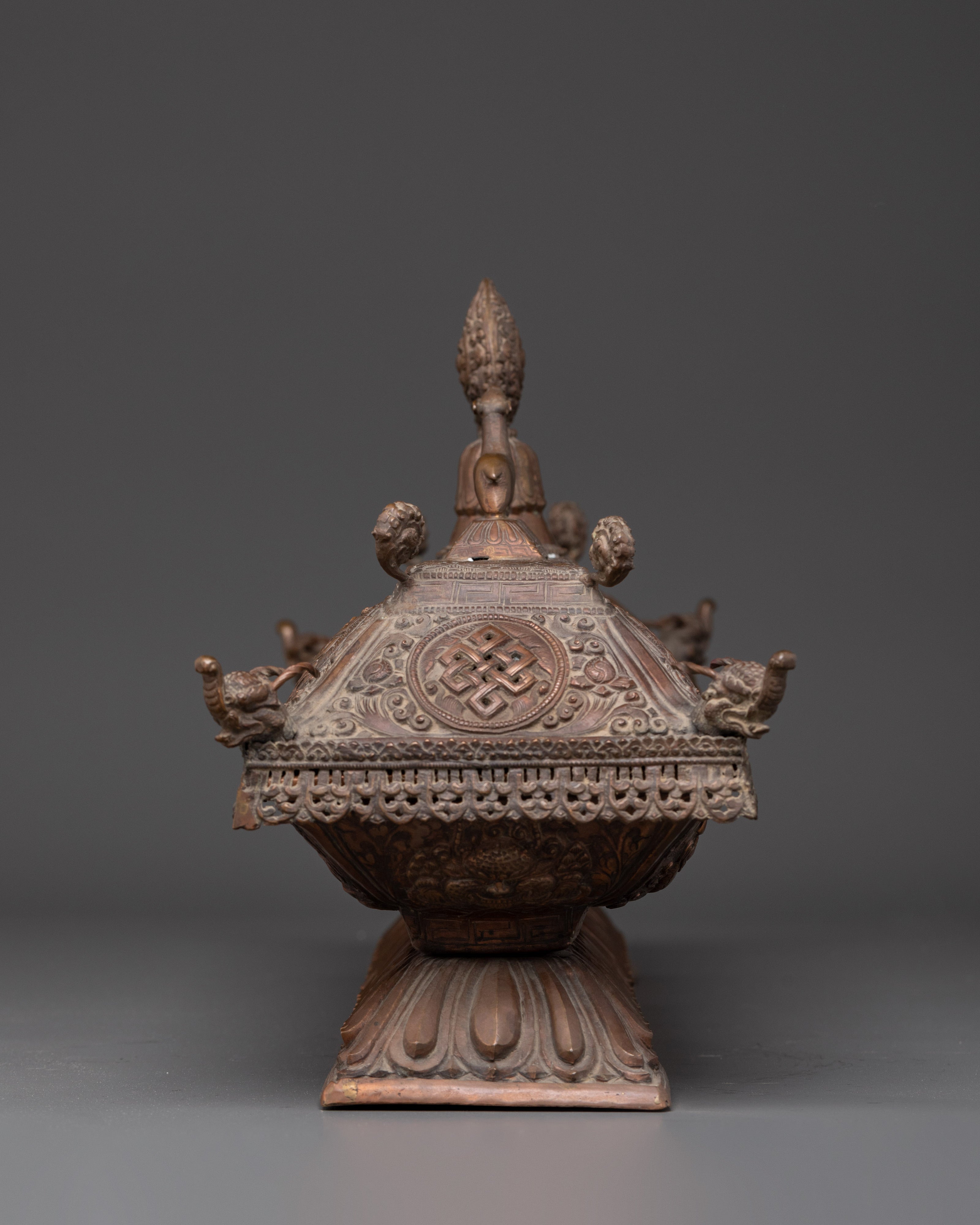 Handmade Spiritual Incense Burner | Oxidized Copper with Sacred Motifs