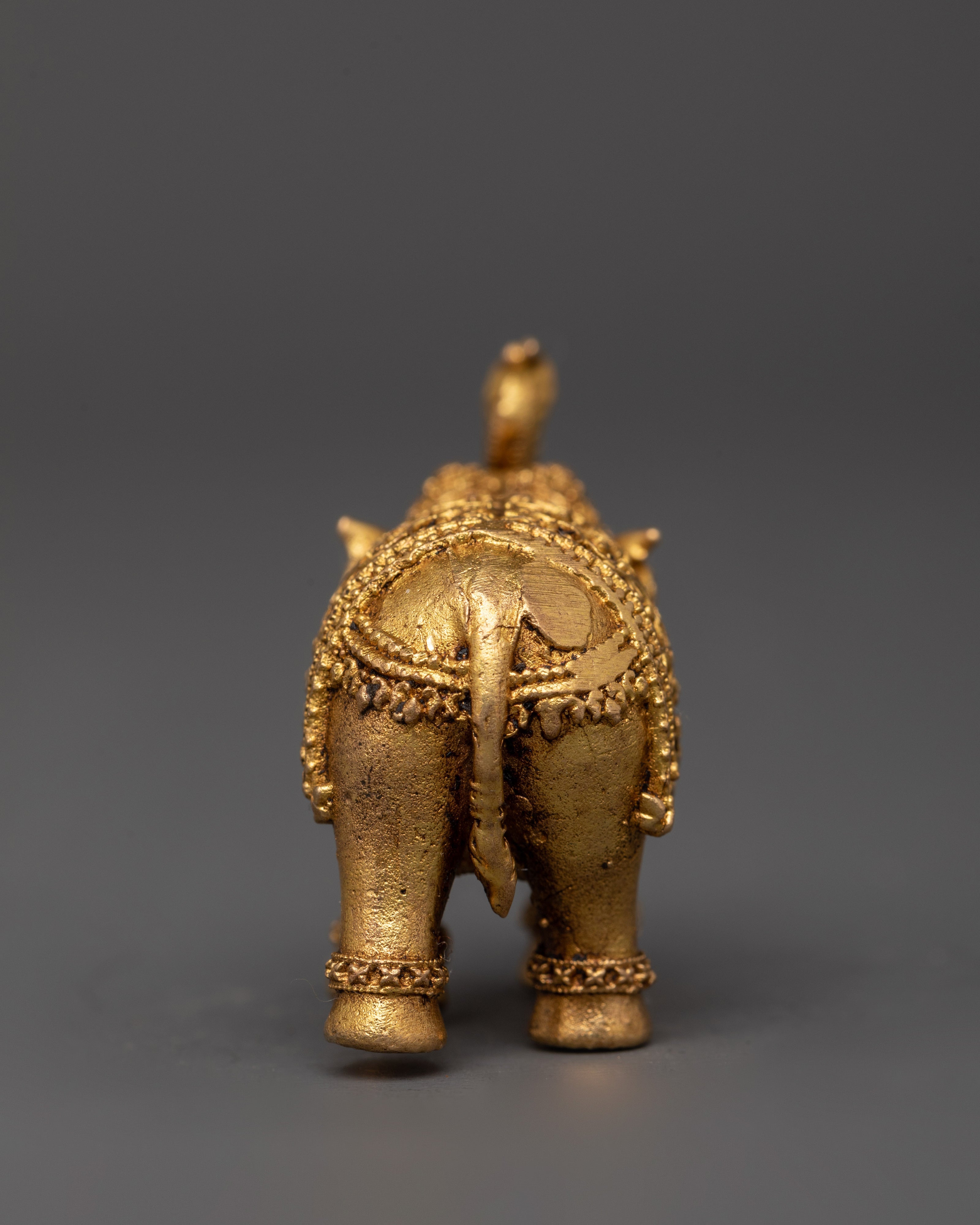 Mini Brass Elephant Statue with Raised Trunk | Ideal for Good Luck, Feng Shui, and Gift