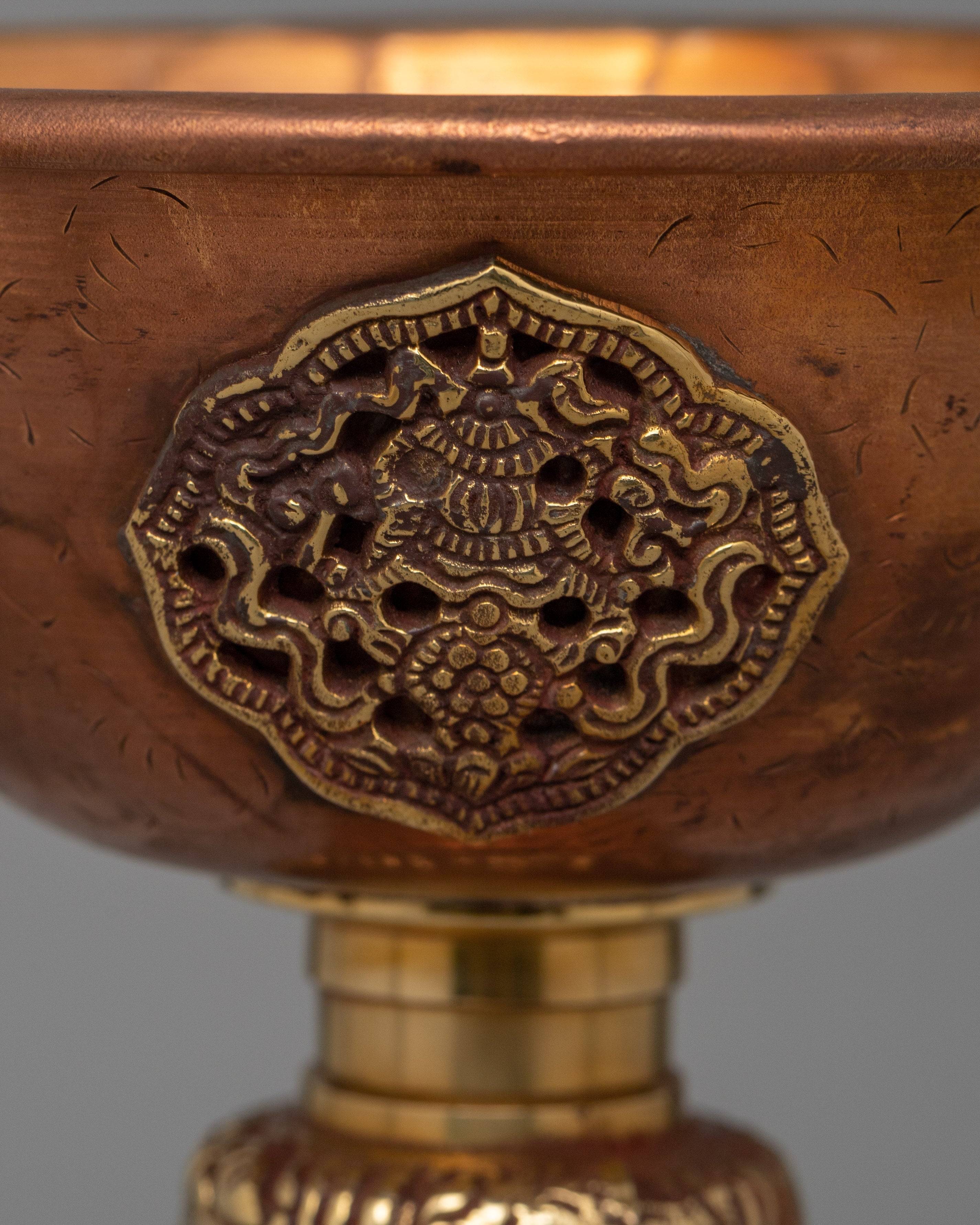 Tibetan Altar Butter Lamp Vessel | Traditional Copper Offering Lamp