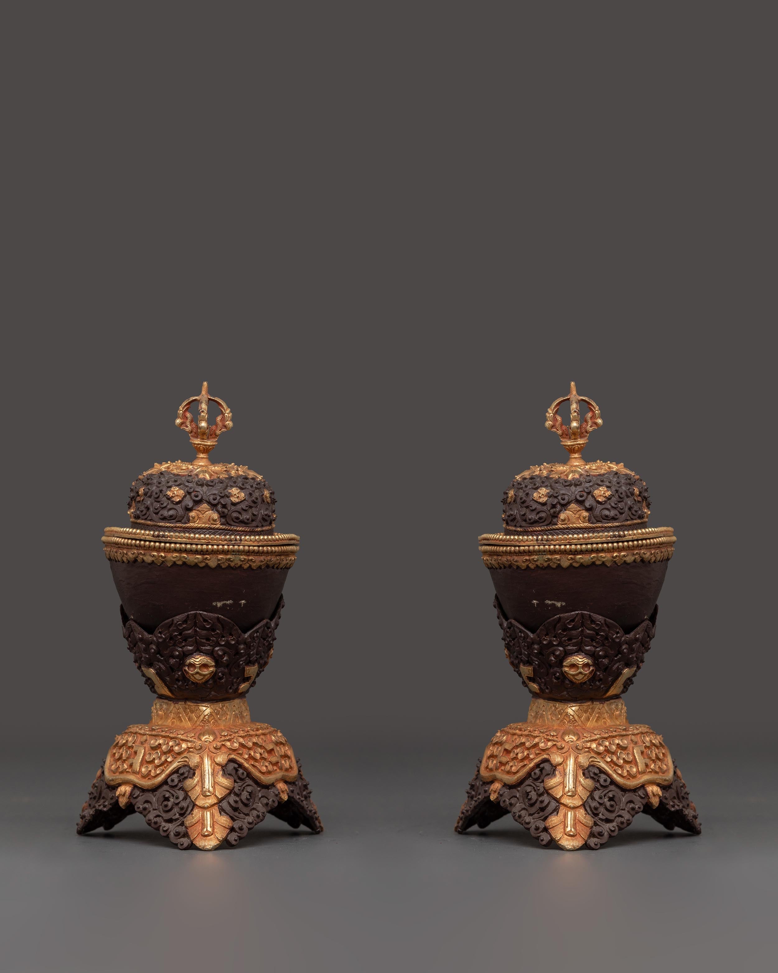 Copper Kapala Offering Set | For Tantric Ceremonies & Tibetan Buddhist Offerings