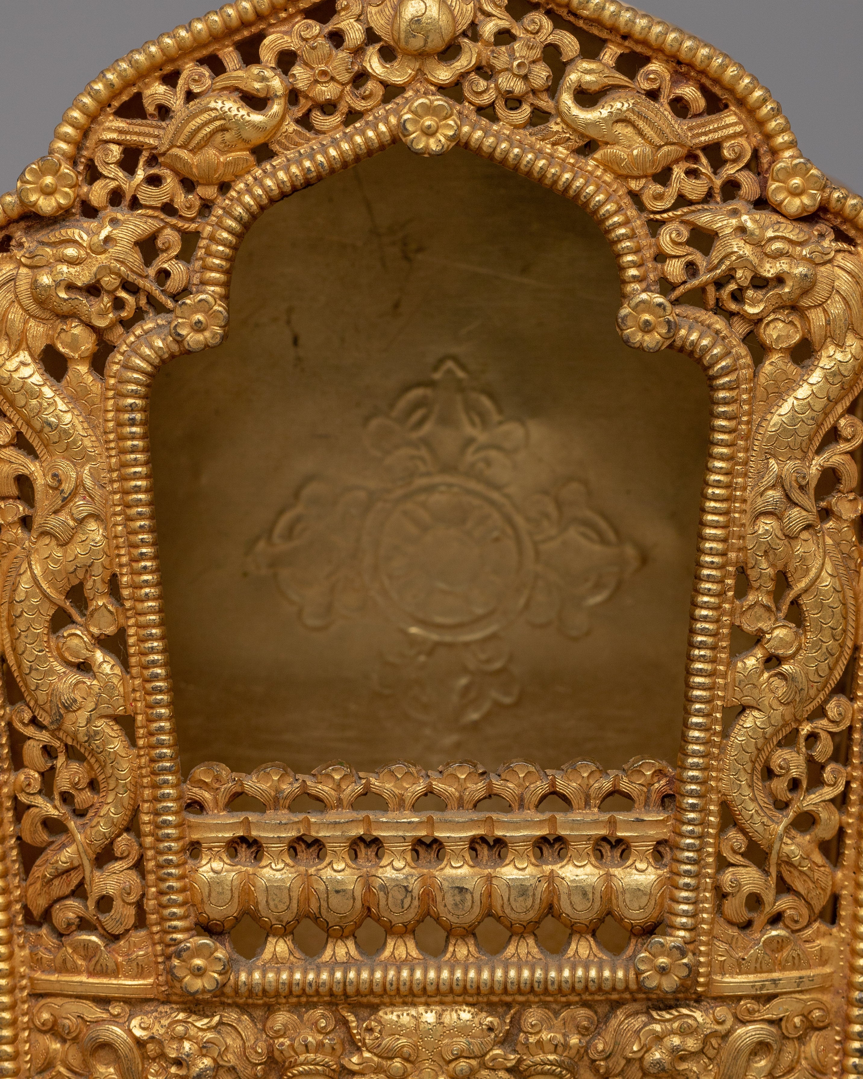 Traditional Mini Ghau Box | A Handcrafted Gold-Plated Tibetan Amulet Box