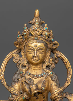 Antique Gold Marichi Statue | Gold-Plated Copper Deity