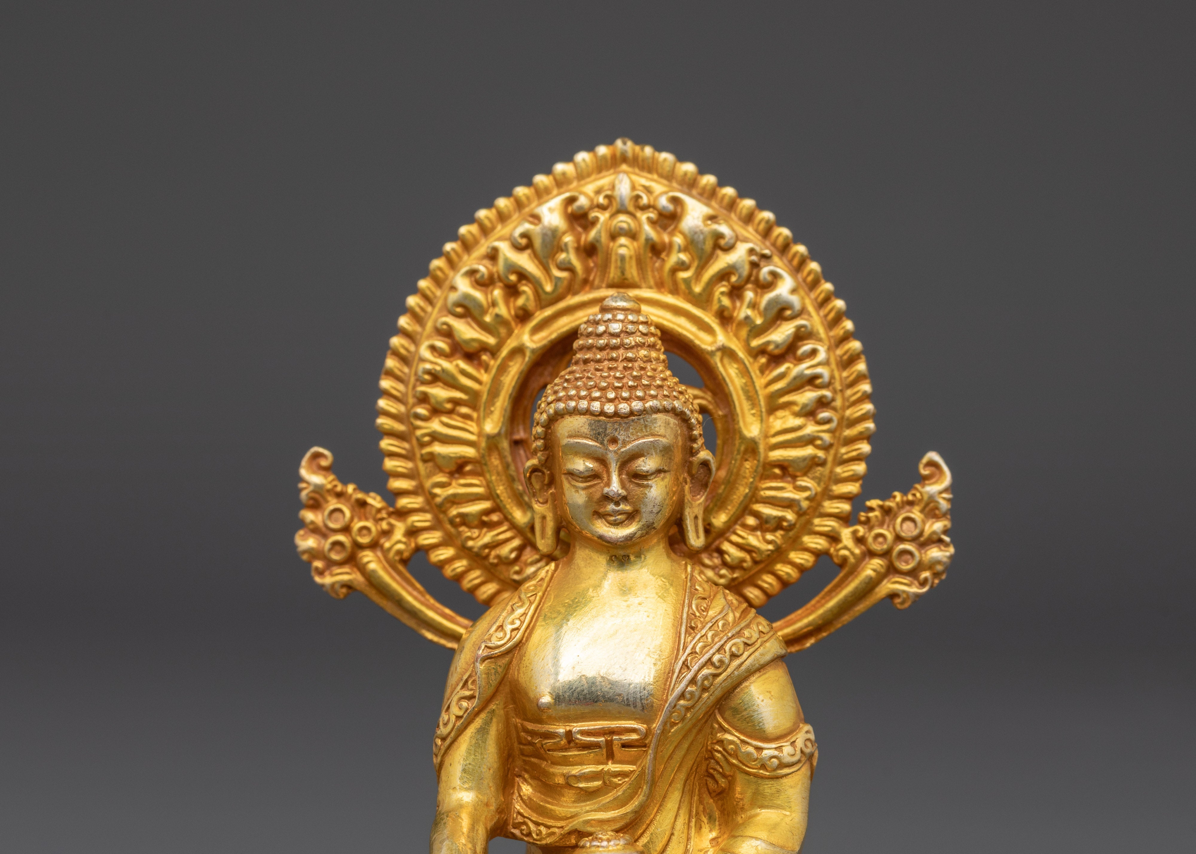 Shakyamuni Buddha Statue with Halo | Tibetan Spiritual Meditation Shrine