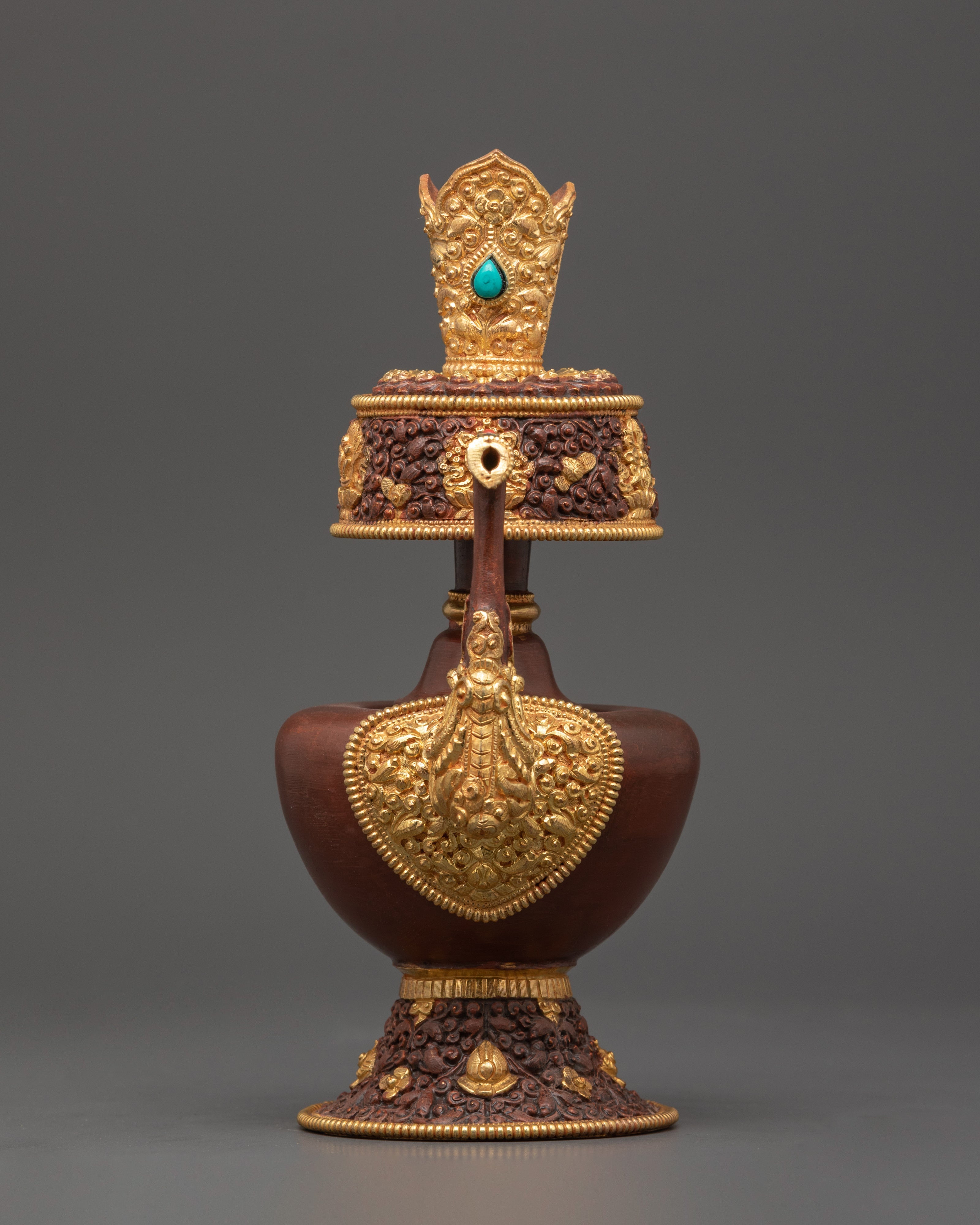 Gold-Plated Bhumba Ritual Set with Turquoise | Spiritual Decor