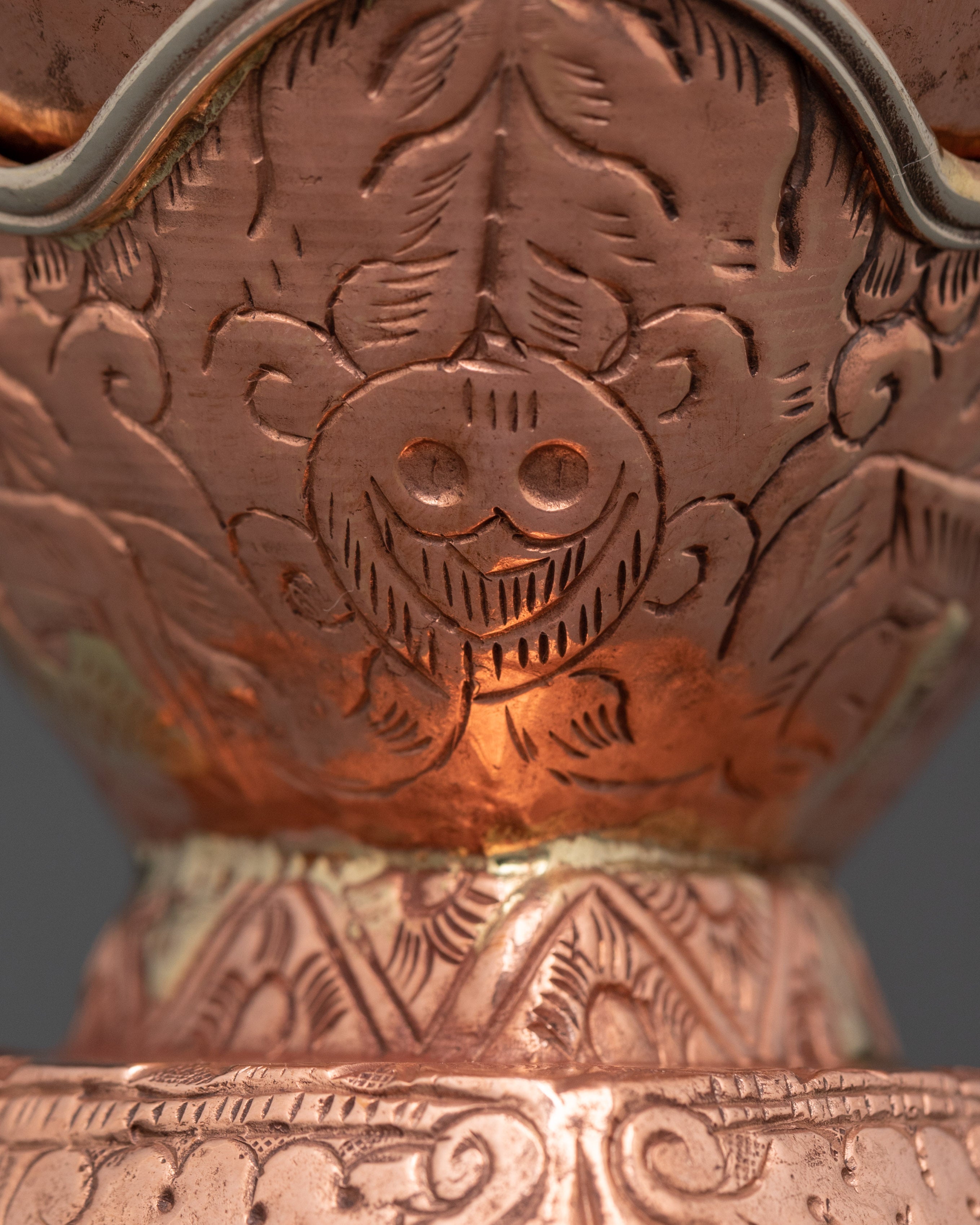 Tibetan Ritual Kapala Set Traditional Copper Skull Cup Offering Set for Spiritual Practices