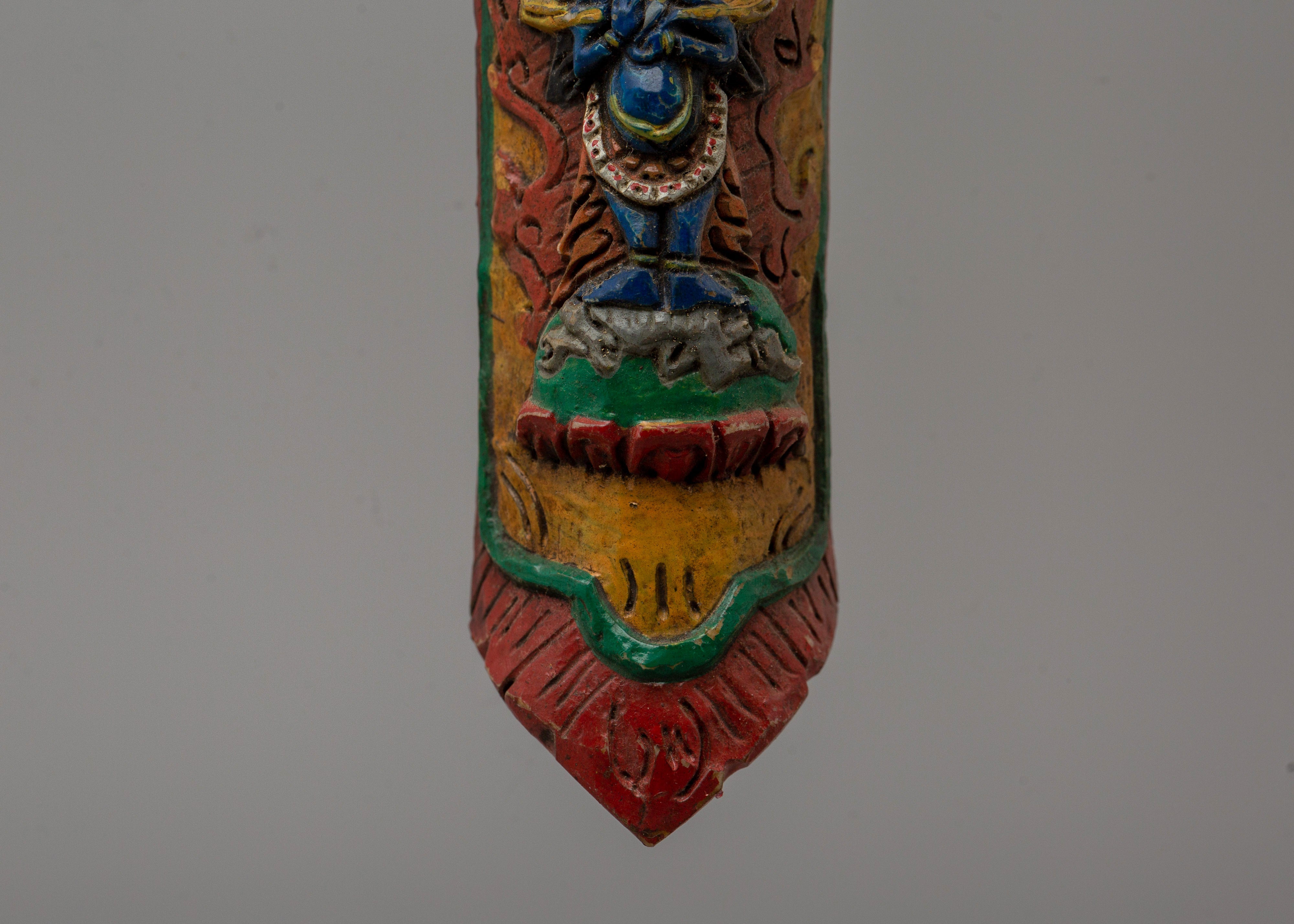 Hand-Carved Sakya Mahakala Decor | Buffalo Bone Tibetan Protector Deity