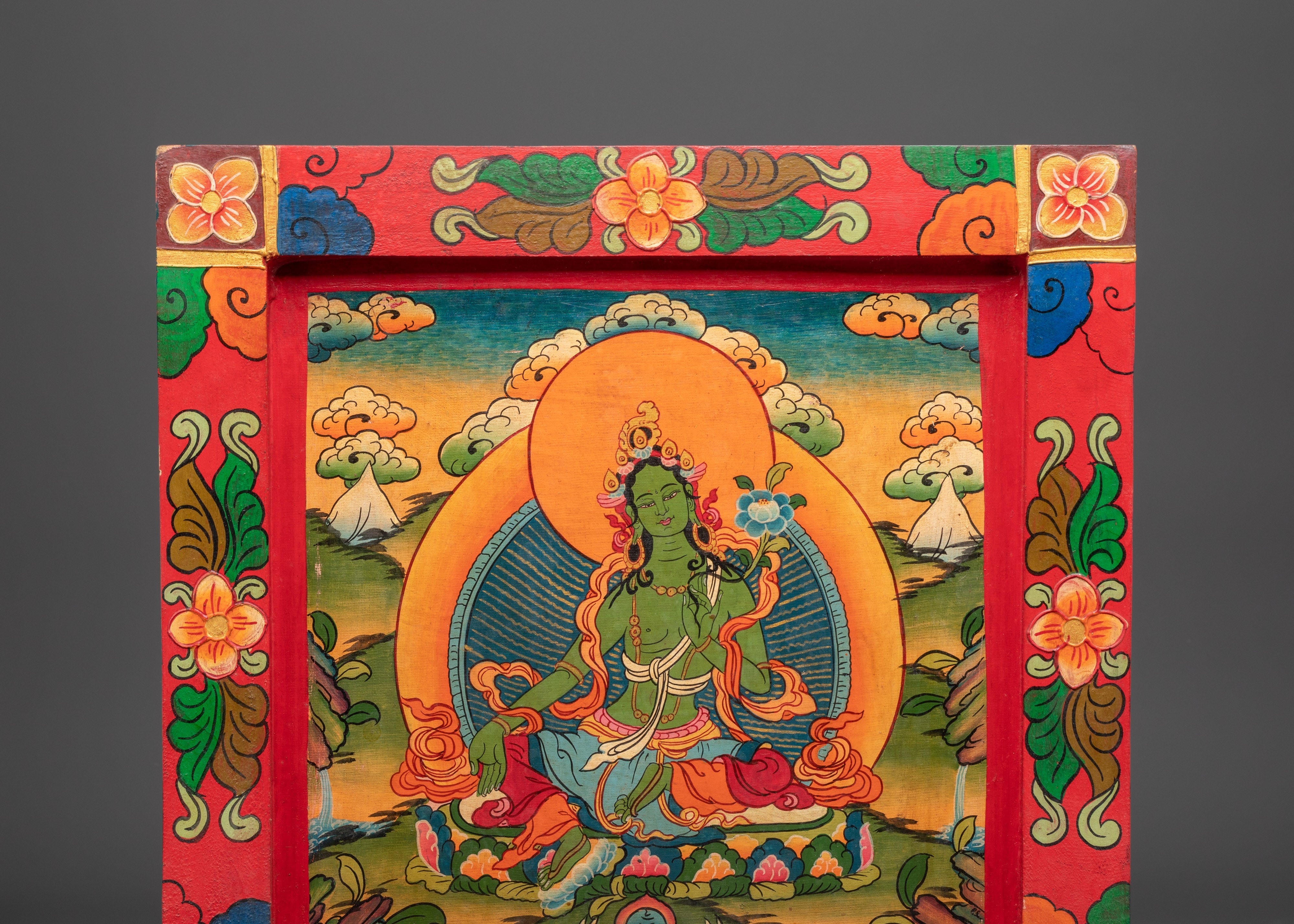 Tibetan Green Tara Wall Hanging | Handcrafted Buddhist Wall Art