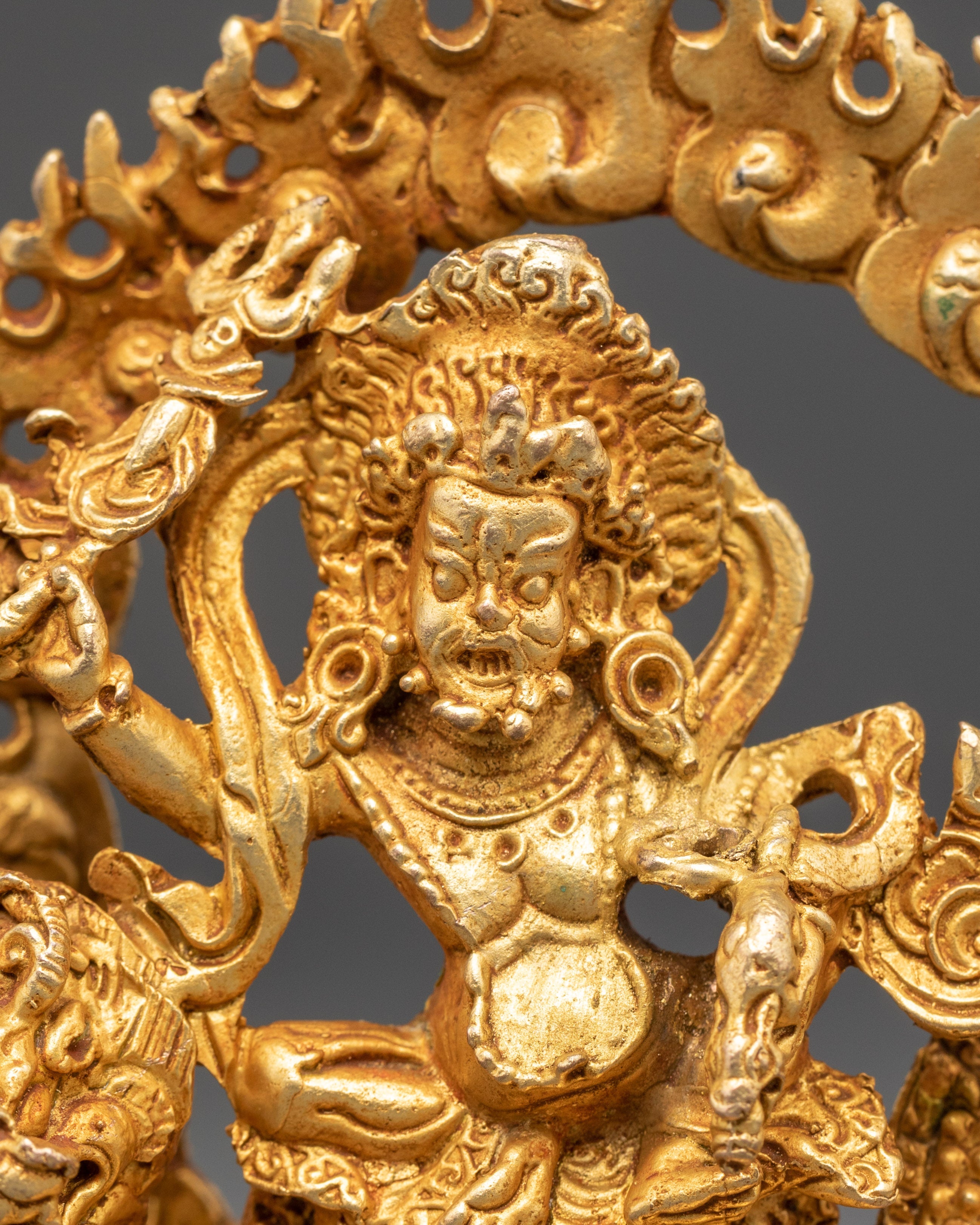 Sacred Abundance Icon White Dzambhala Statue | Gold Plated Copper Art