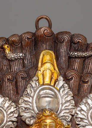 Gold Silver-Plated Mahakala Mask | Buddhist Protection Mask