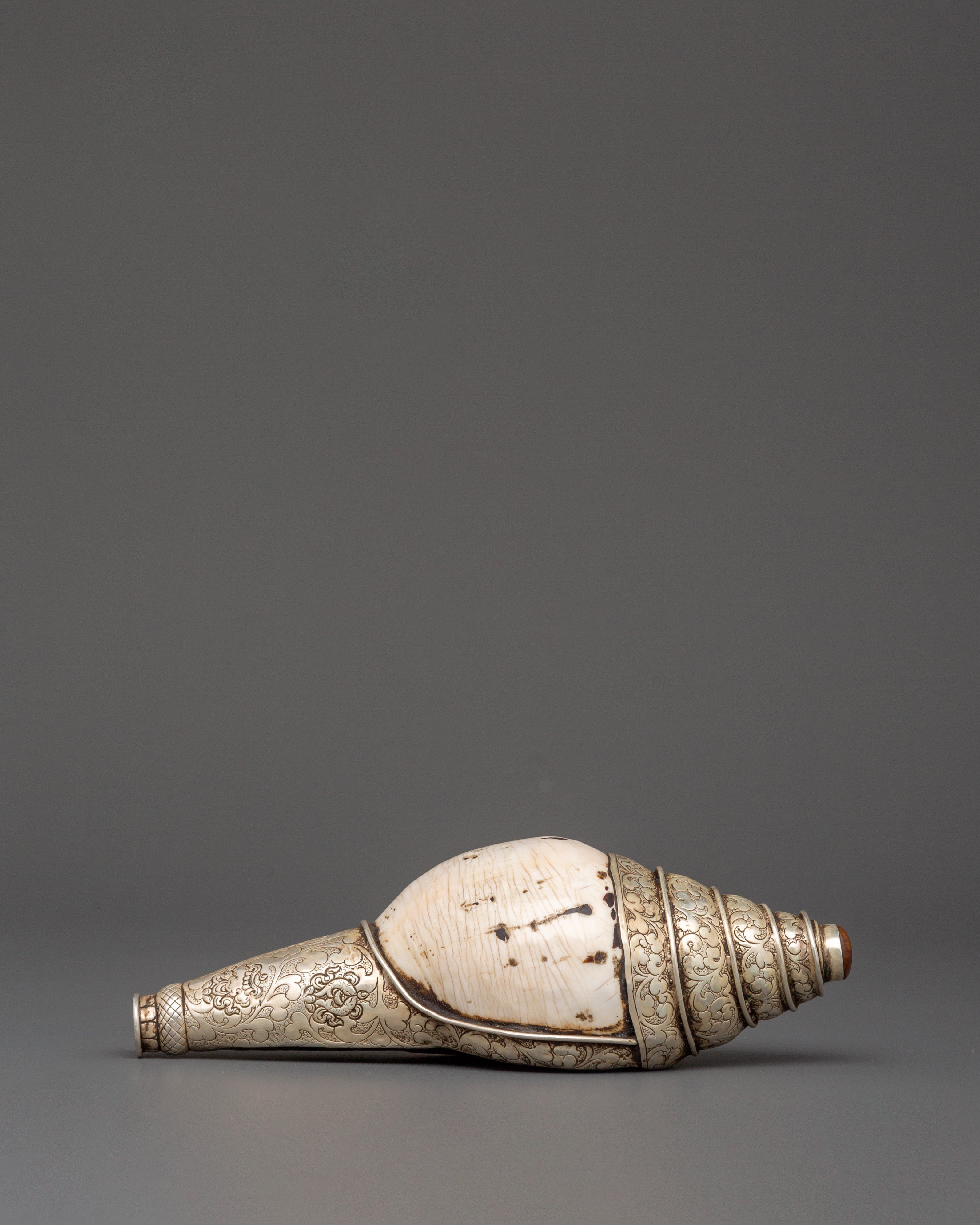 Spiritual Pure Silver Conch | Handmade Tibetan Buddhist Conch Shell