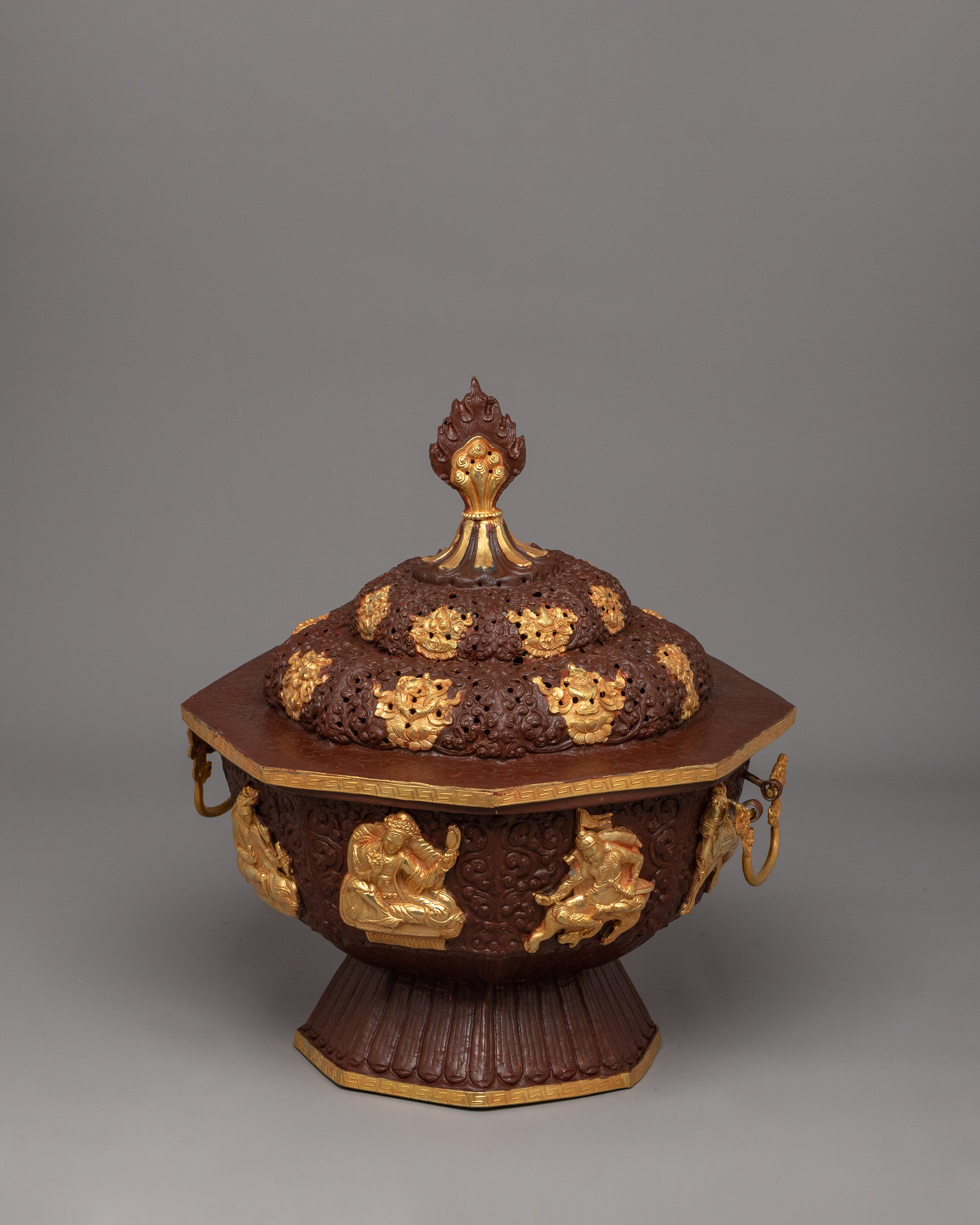 Tibetan Gold-Plated Incense Burner | Sacred Ritual Vessel