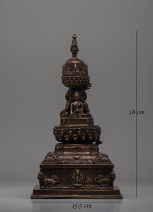 Traditional Handmade Tibetan Brass Stupa | Icon of Harmony, Protection, and Wisdom