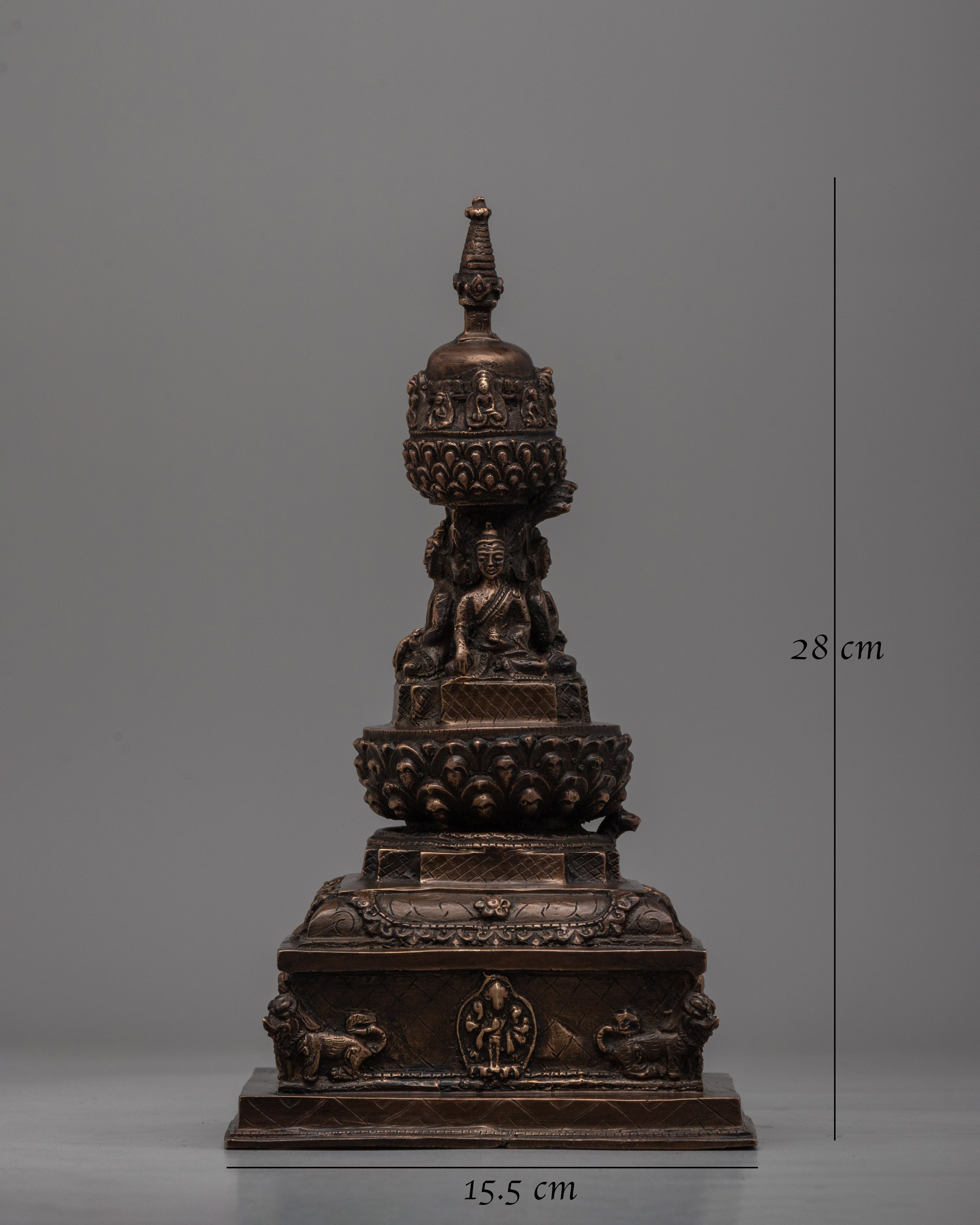 Traditional Handmade Tibetan Brass Stupa | Icon of Harmony, Protection, and Wisdom