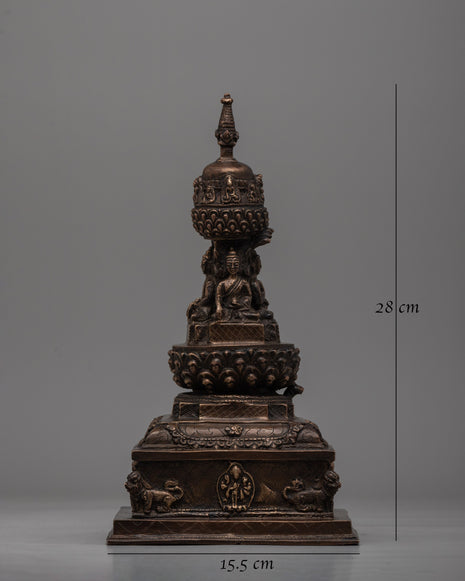 Traditional Handmade Tibetan Brass Stupa | Icon of Harmony, Protection, and Wisdom