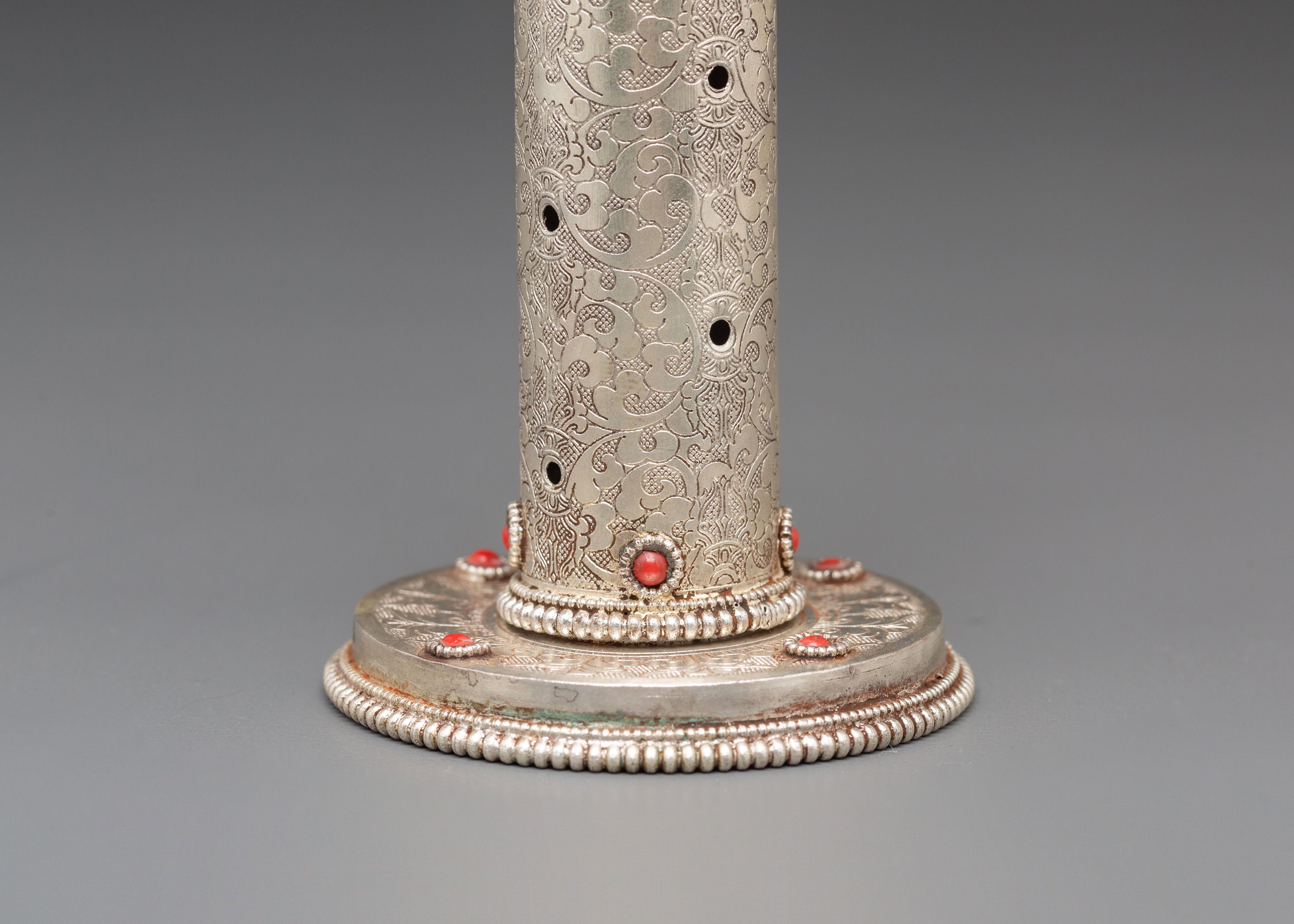 Buddhist Ritual Incense Burner | Tibetan Silver Plated Copper Censer