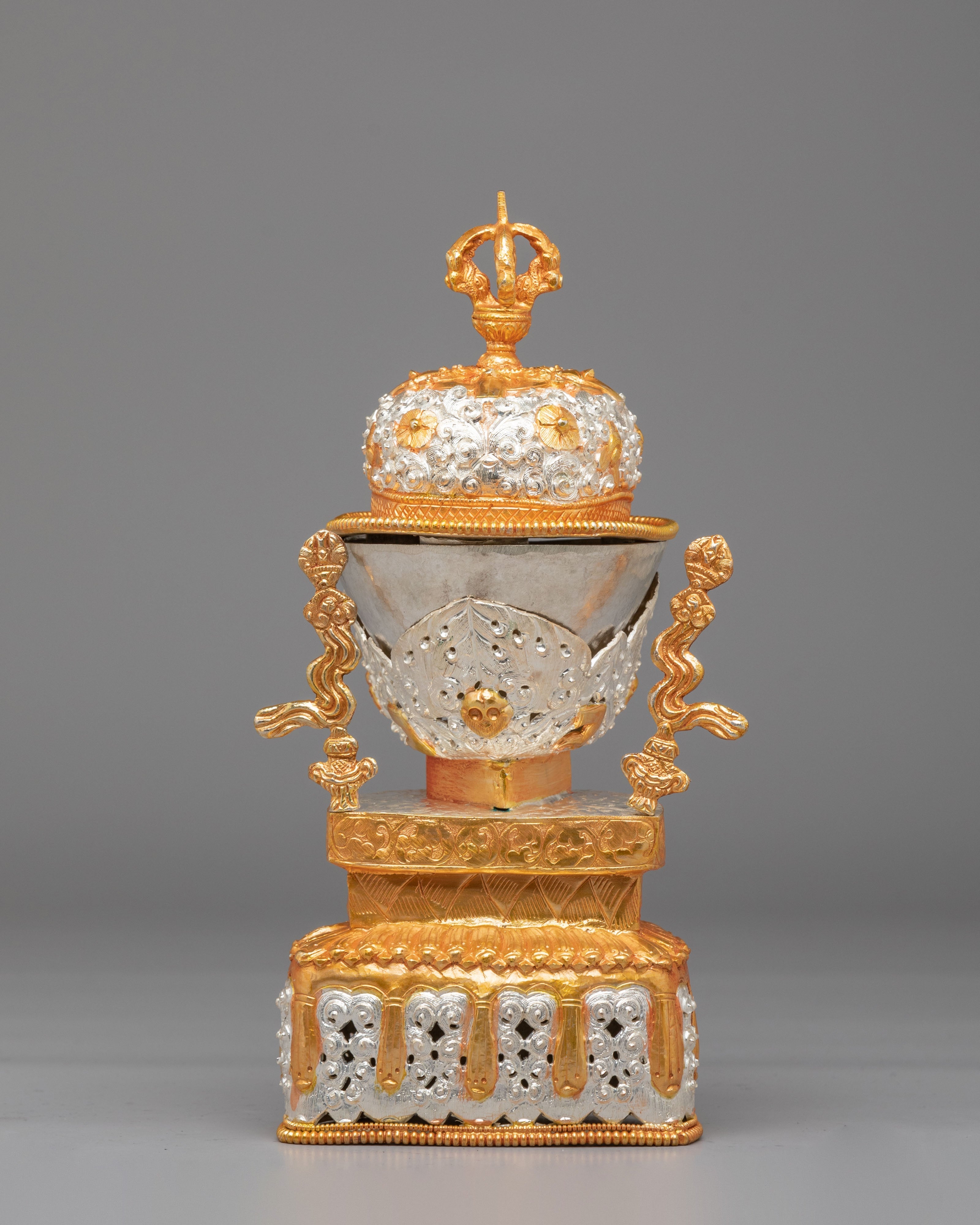 Buddhist Ritual Kapala Set | Gold and Silver Plated Vessels