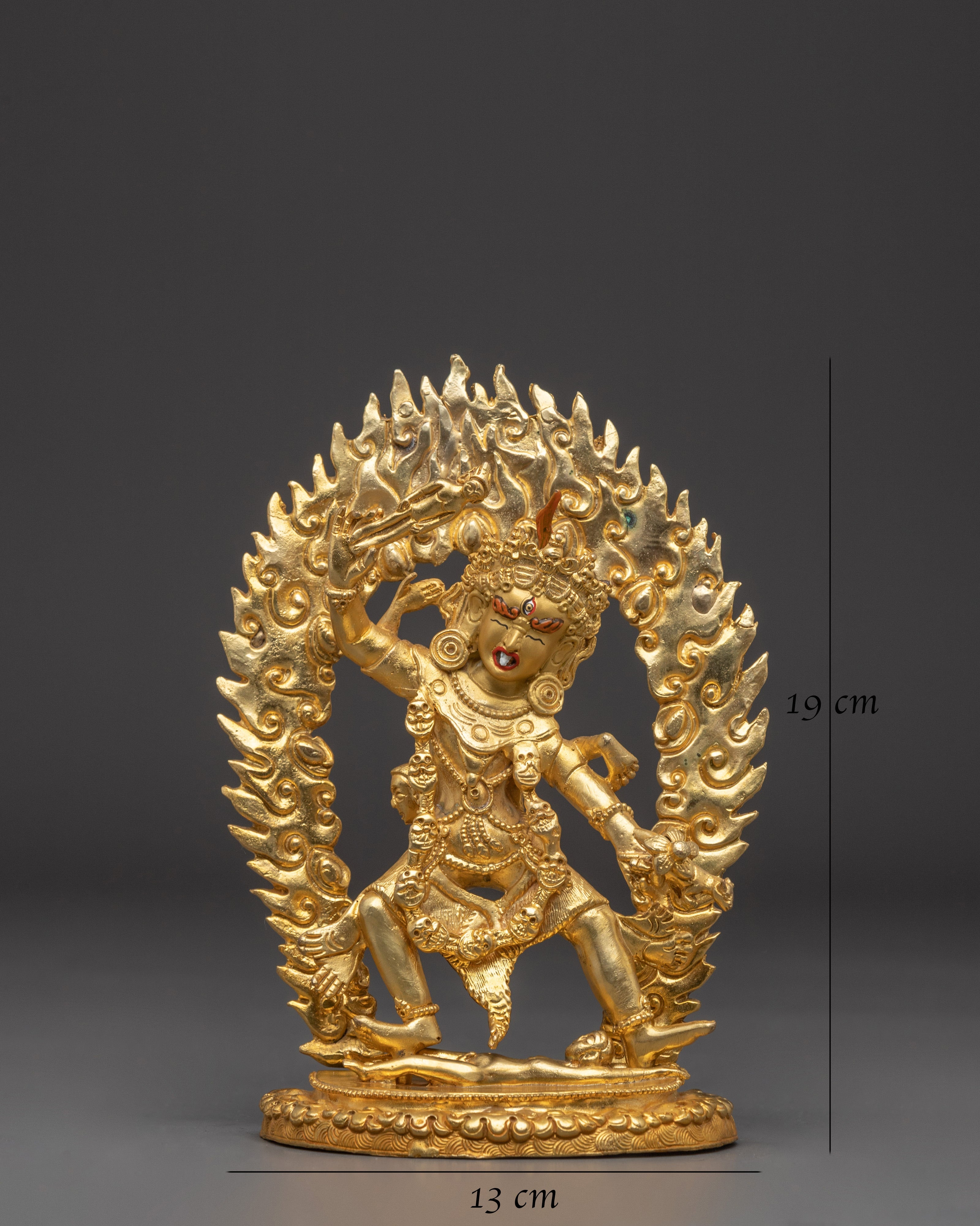 Gold Plated Ekajati Statue | Tibetan Buddhist Wrathful Deity for Spiritual Protection