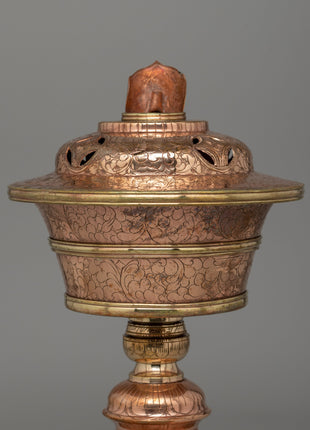 Handcrafted Copper Butter Lamp | Tibetan Light Offering Lamp for Rituals