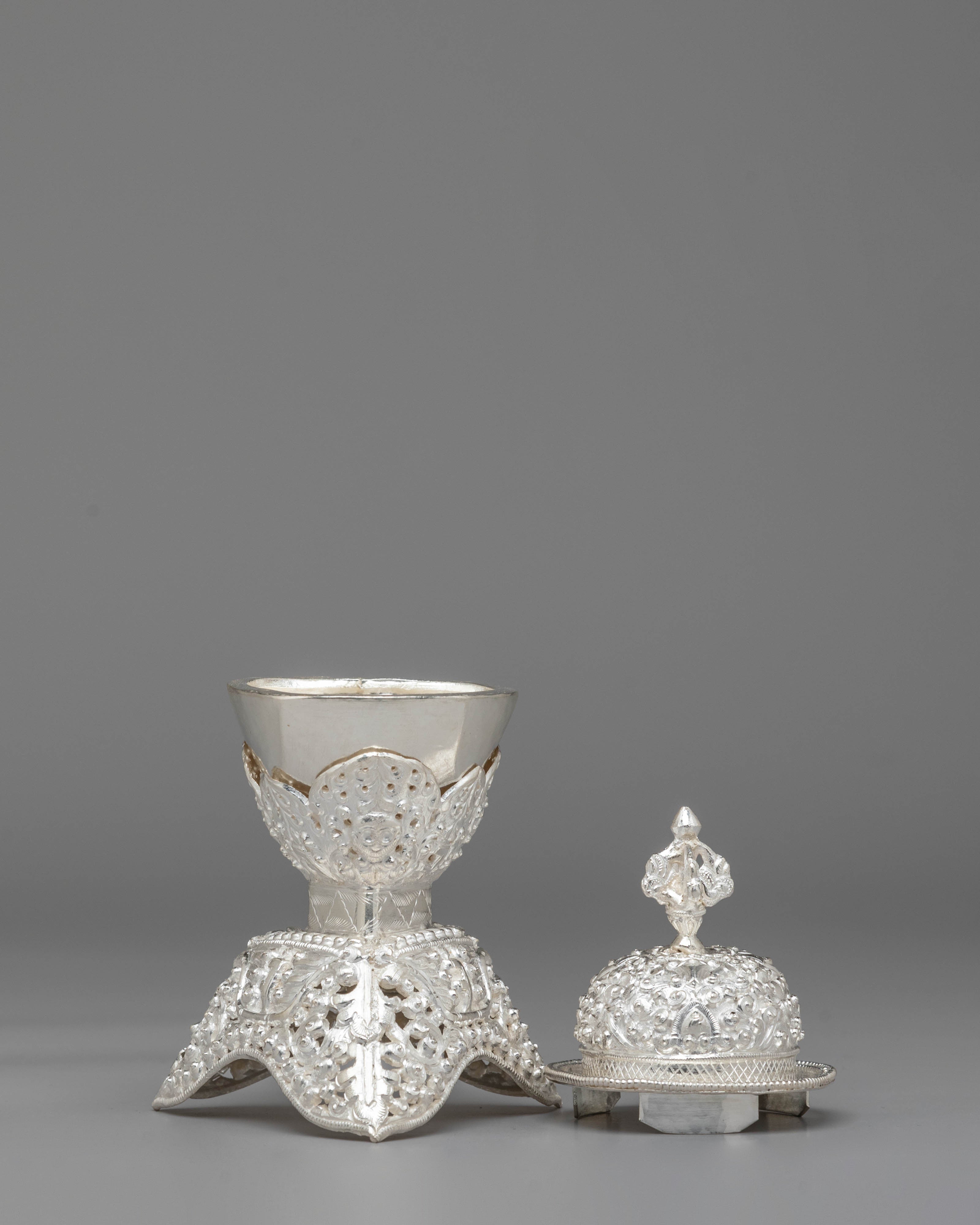 Silver Kapala for Buddhist Rituals | Sacred Offering Vessel